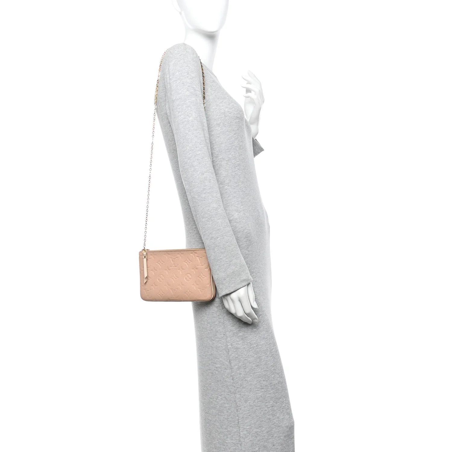 Empreinte Double Zip Pochette Beige Rose Creme - Image 2