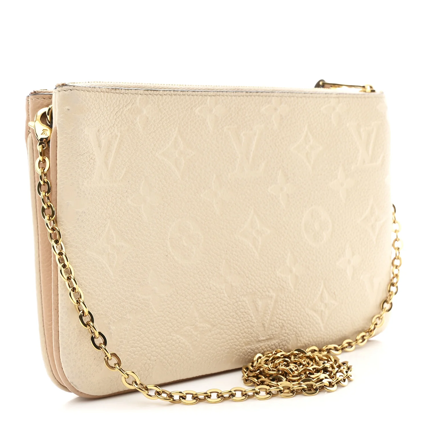 Empreinte Double Zip Pochette Beige Rose Creme - Image 3