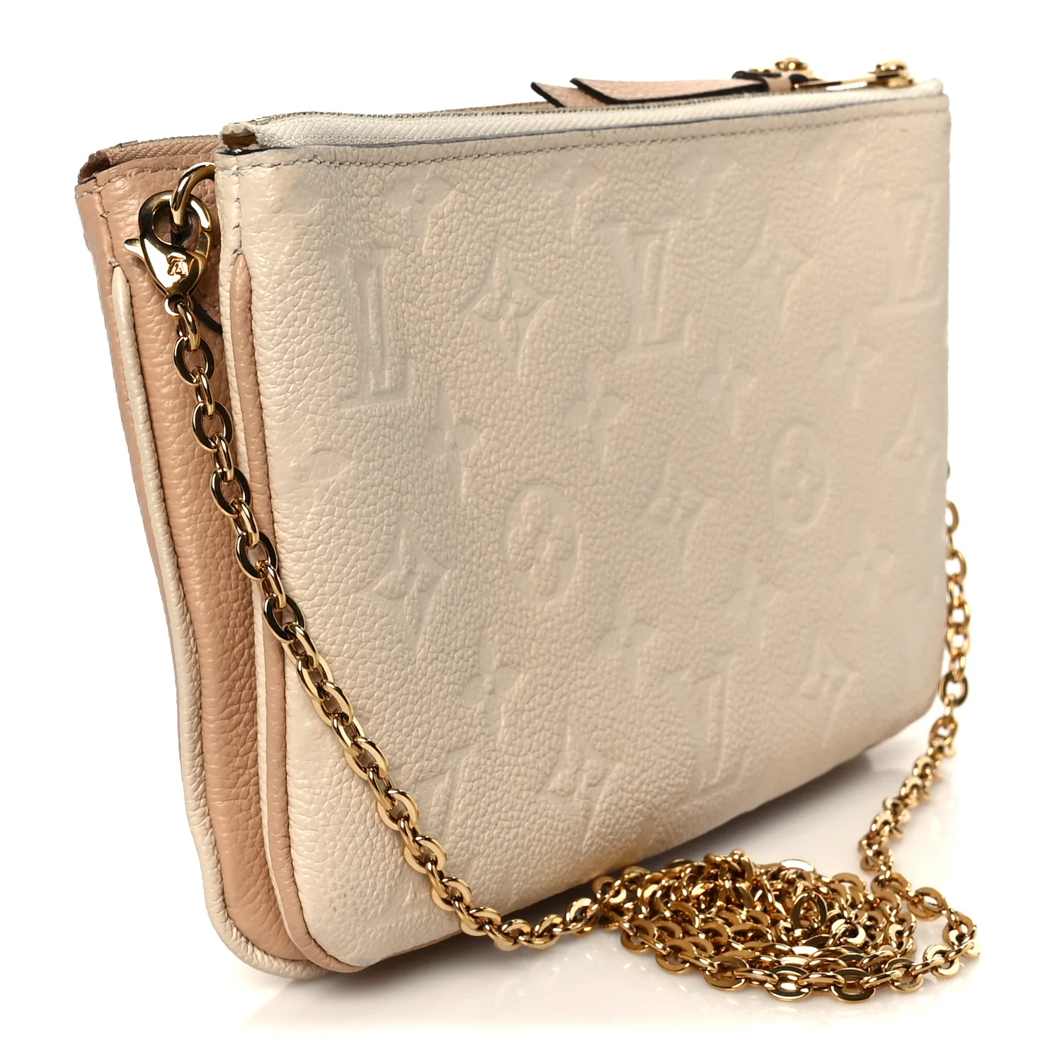 Empreinte Double Zip Pochette Beige Rose Creme - Image 3