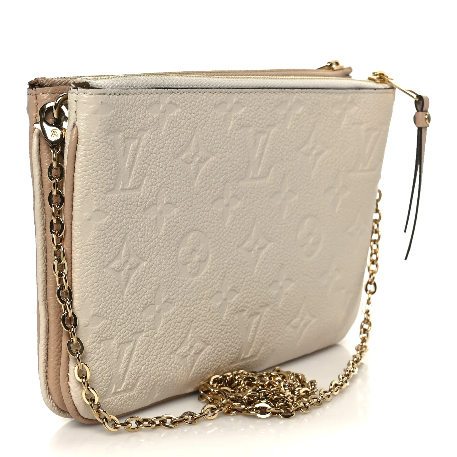 Empreinte Double Zip Pochette Beige Rose Creme - Image 3