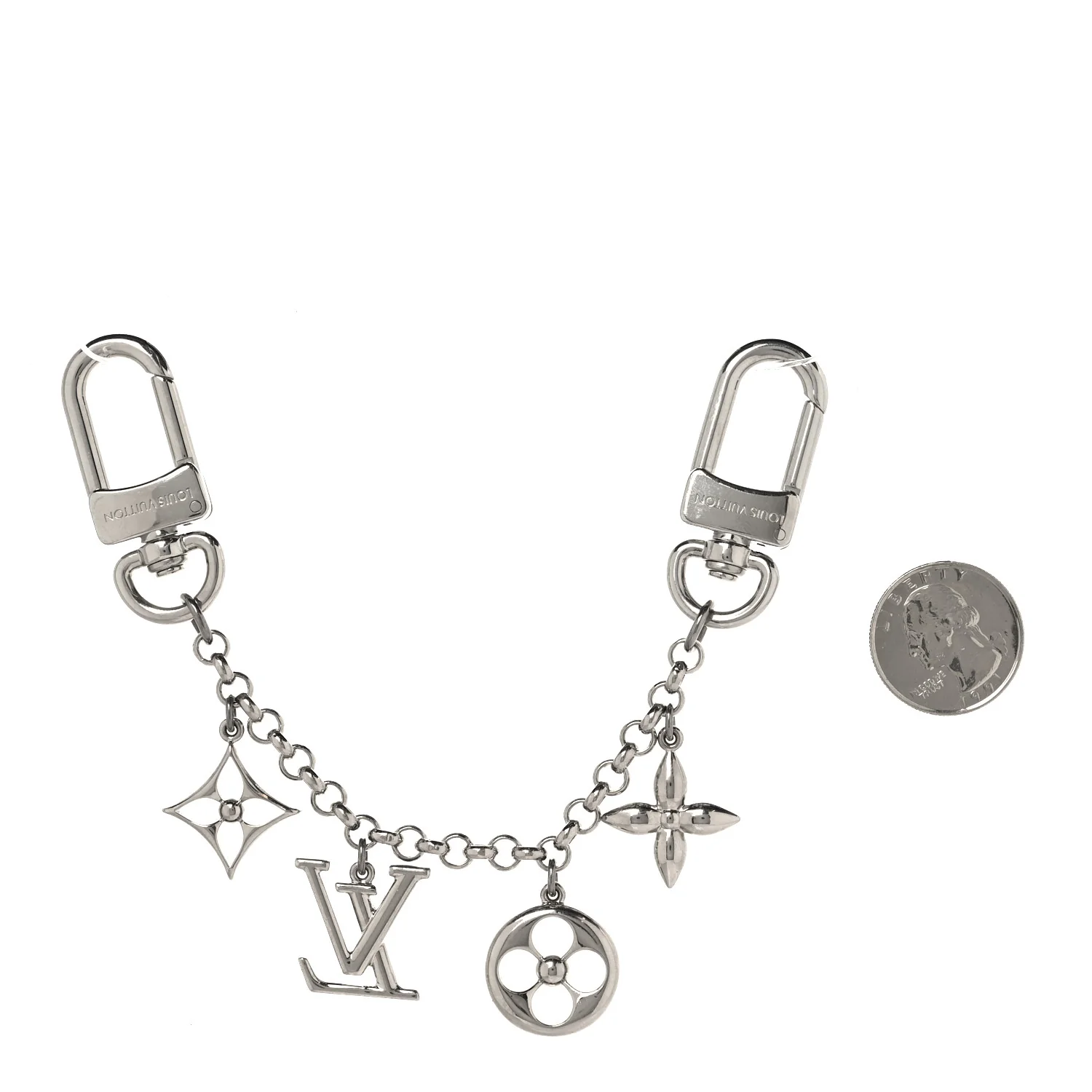 Enamel Fleur De Monogram Bag Charm Chain Silver - Image 2