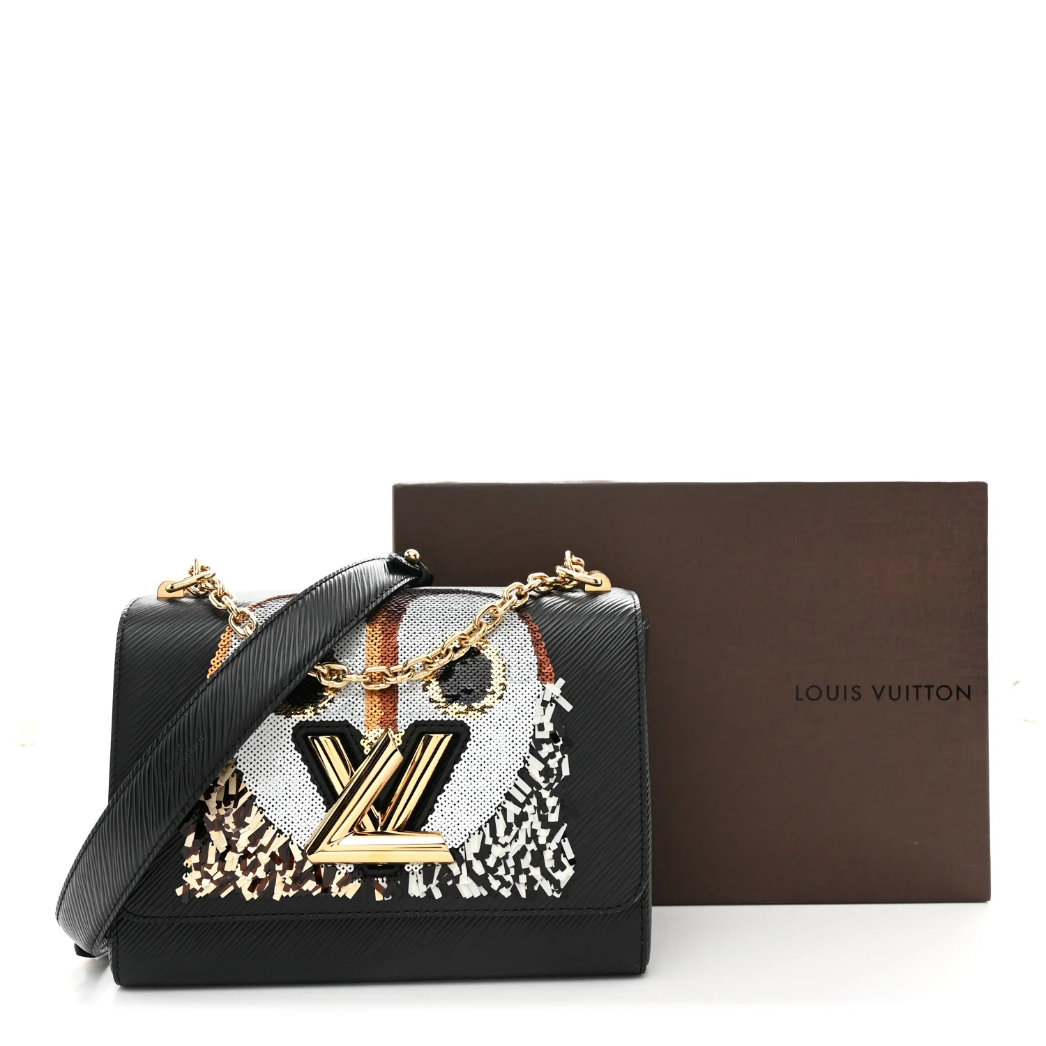 Epi Sequins Twist Shoulder Bag MM Black - Image 12