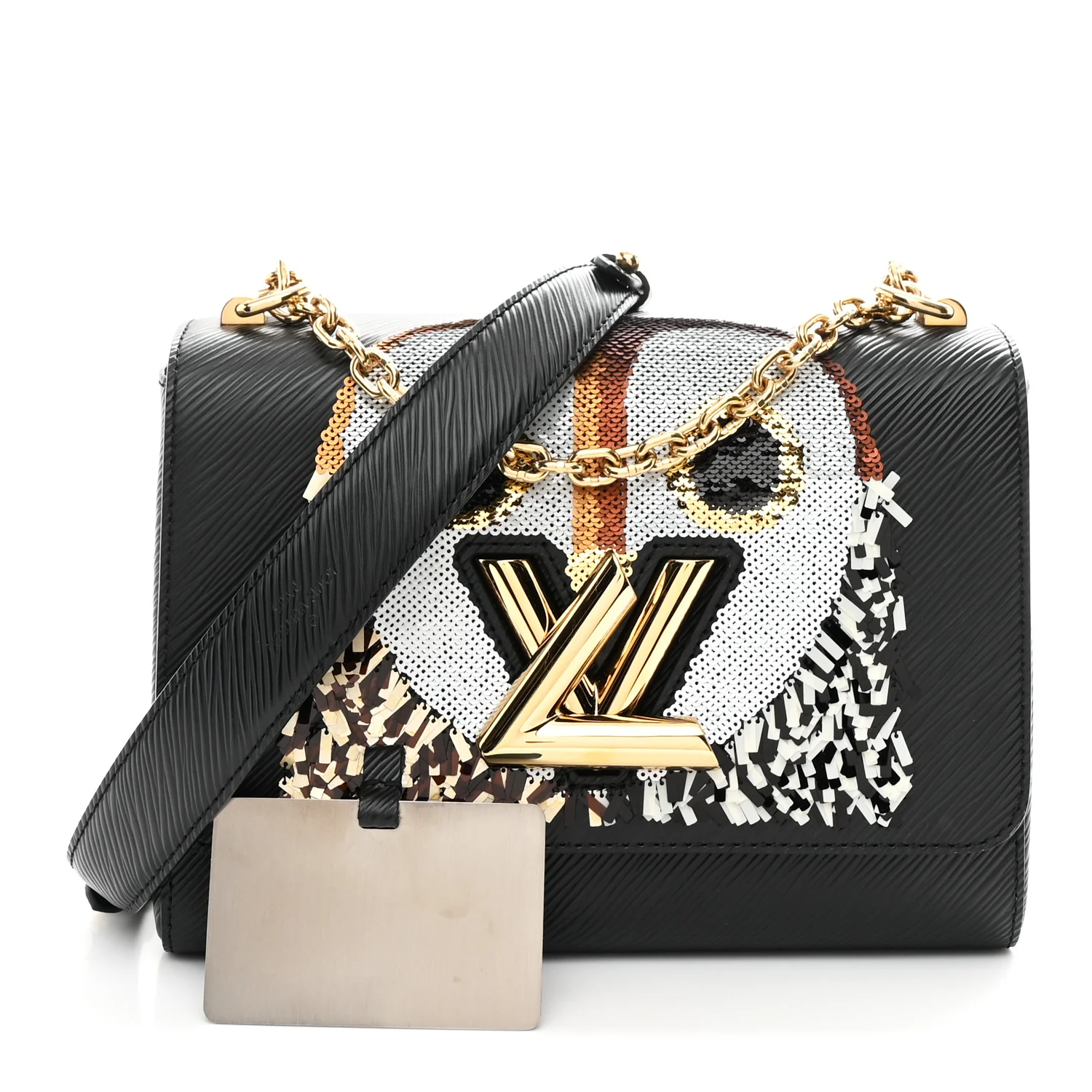 Epi Sequins Twist Shoulder Bag MM Black - Image 3