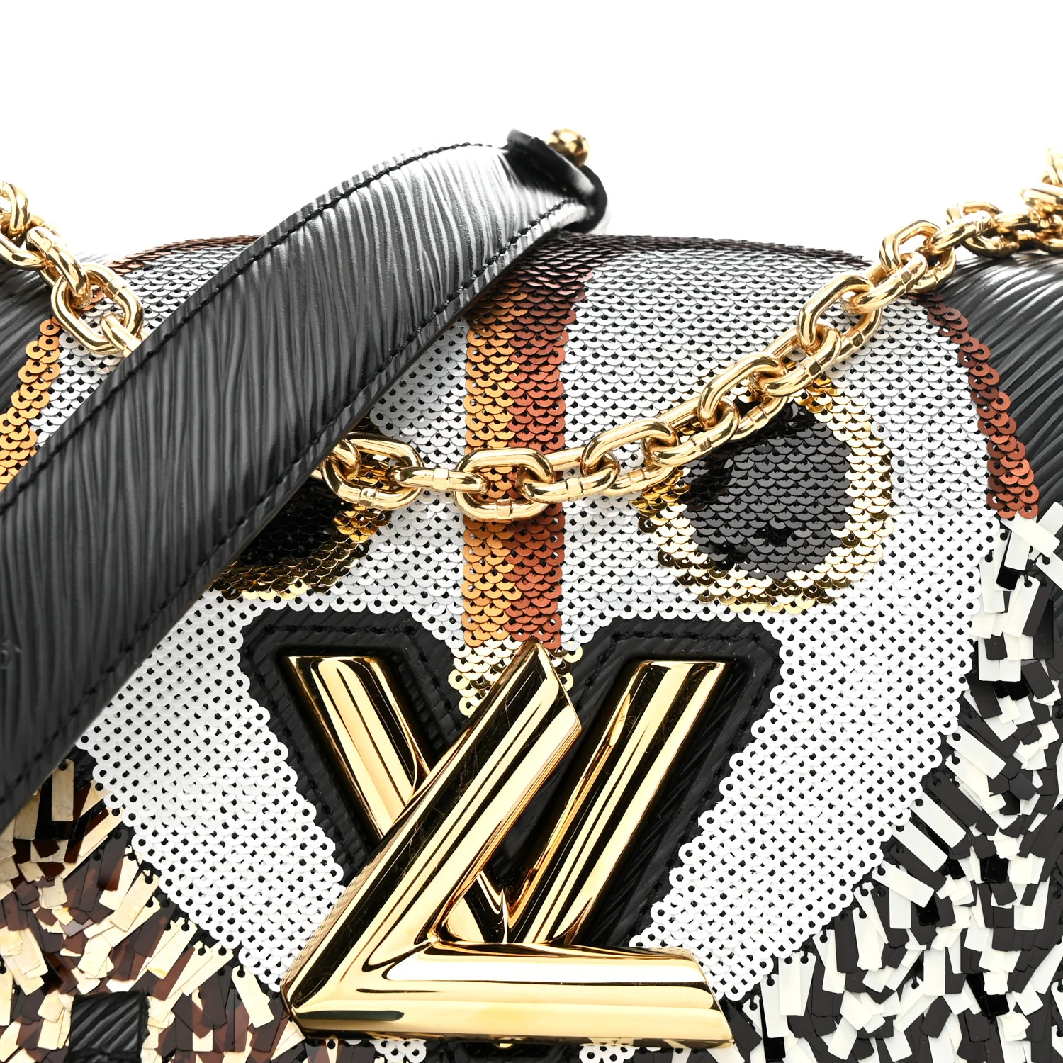 Epi Sequins Twist Shoulder Bag MM Black - Image 9