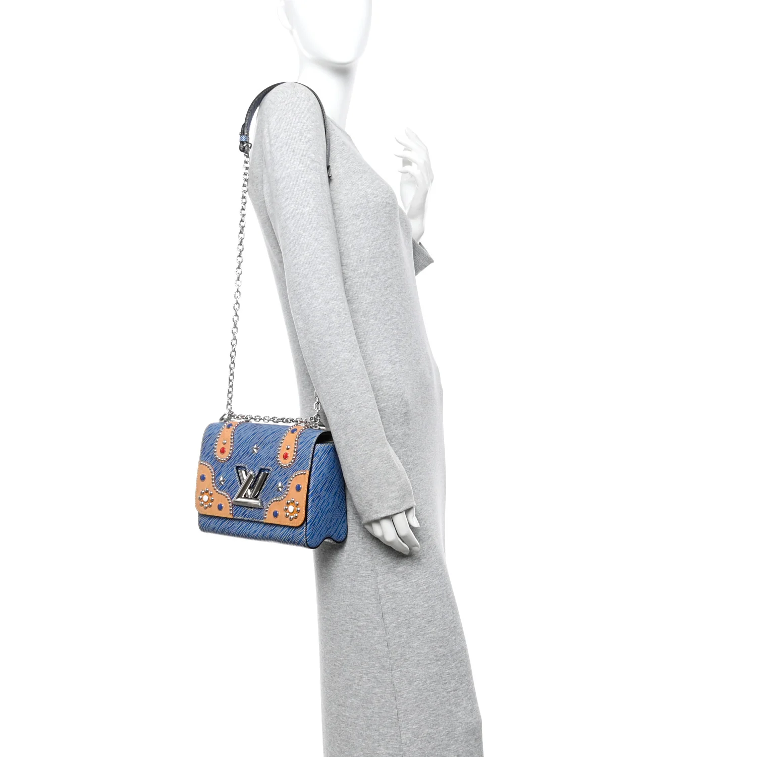 Epi Studded Twist Shoulder Bag MM Denim Light - Image 2
