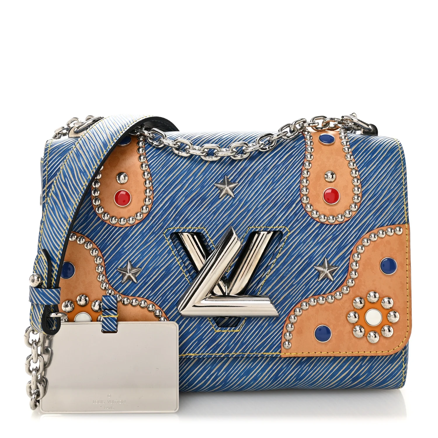 Epi Studded Twist Shoulder Bag MM Denim Light - Image 3