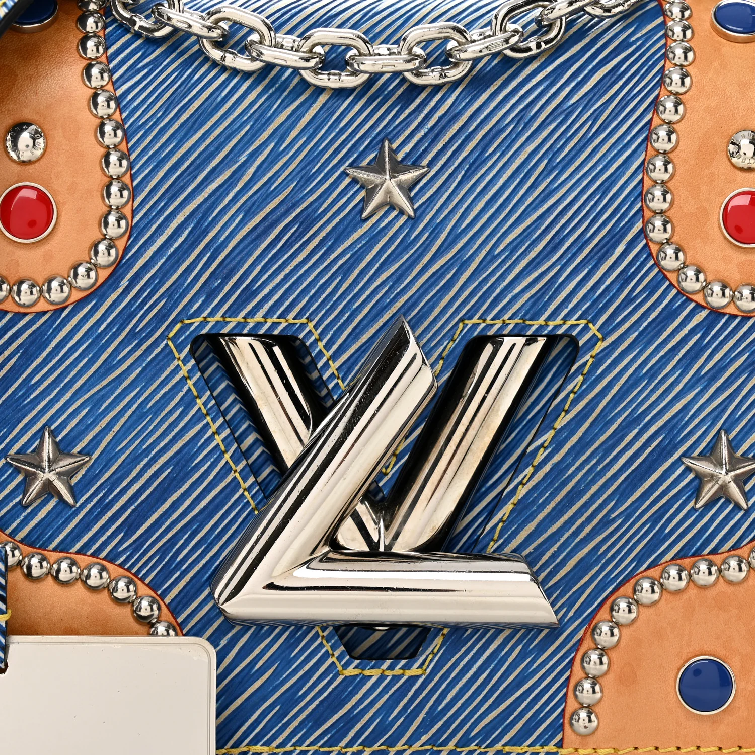 Epi Studded Twist Shoulder Bag MM Denim Light - Image 8