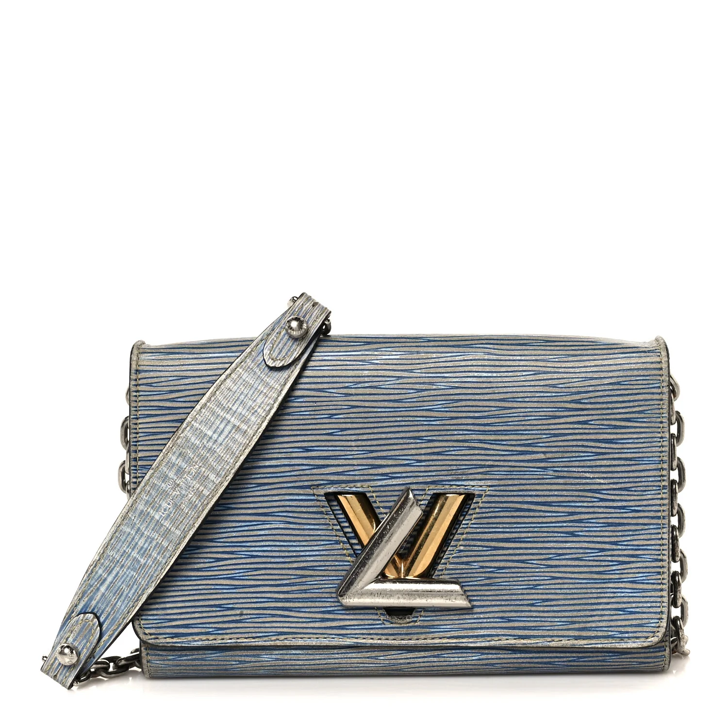 Epi Twist Chain Wallet Denim Light