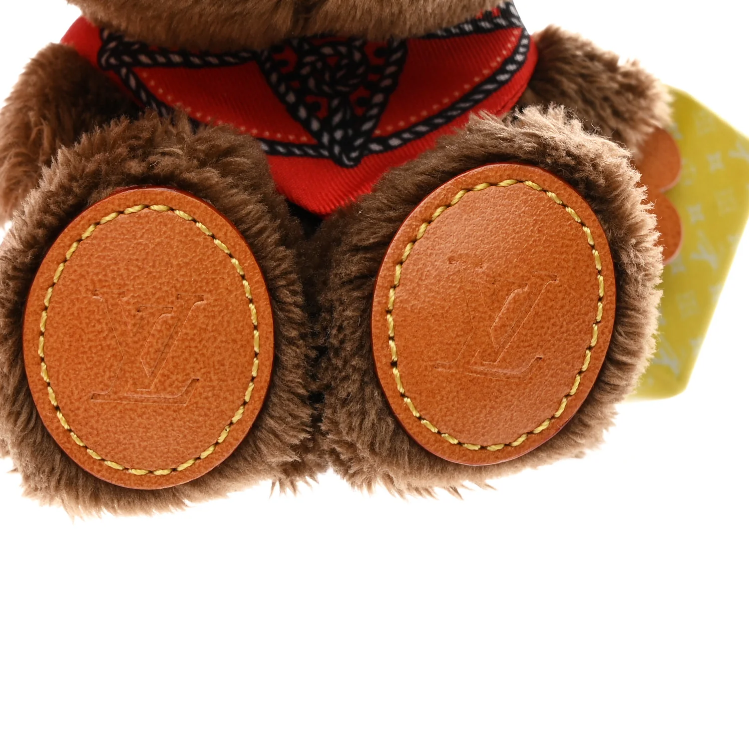 Faux Fur LV Louis Bear Western Bag Charm Key Holder Red - Image 3