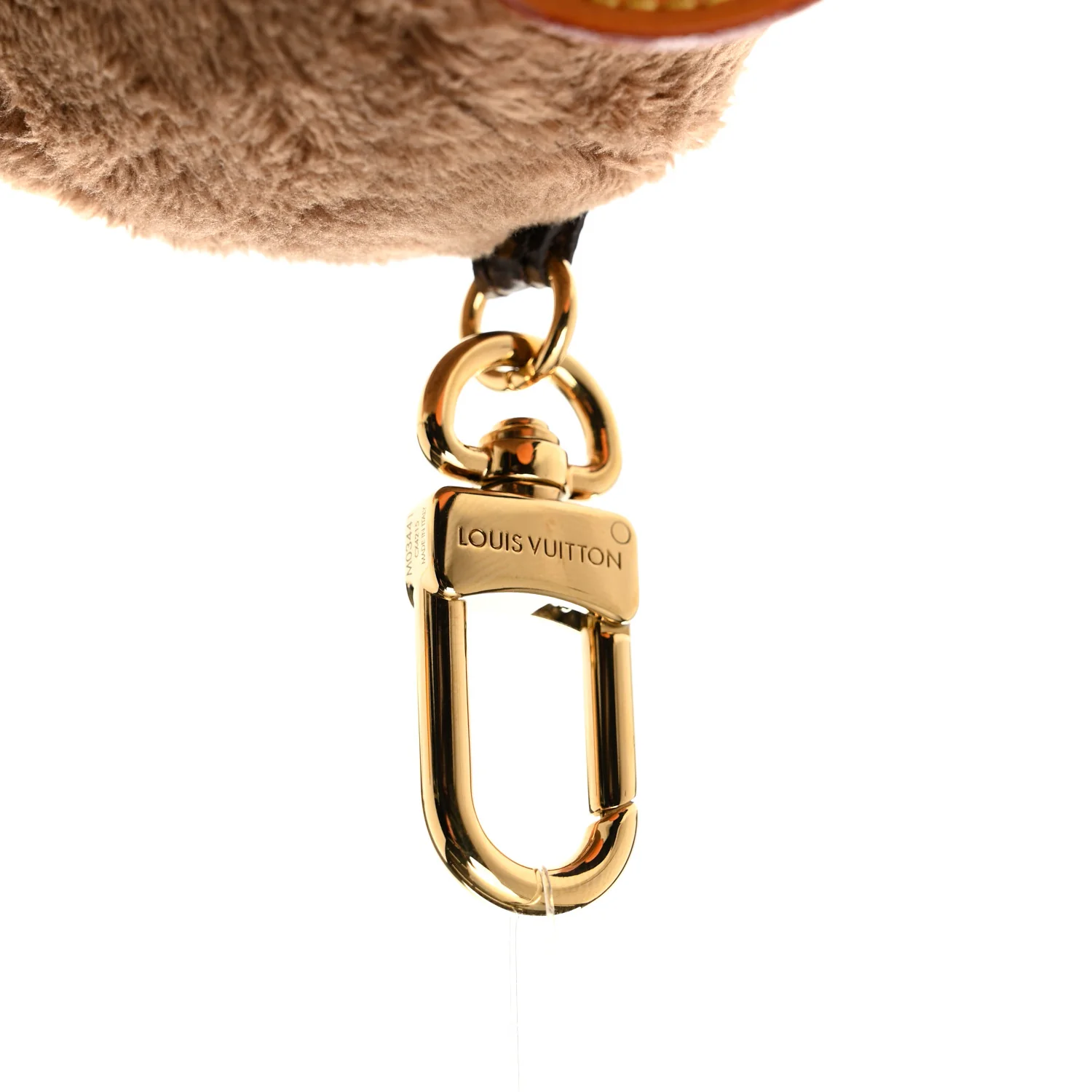 Faux Fur LV Oak Snow Bag Charm Key Holder Brown - Image 3