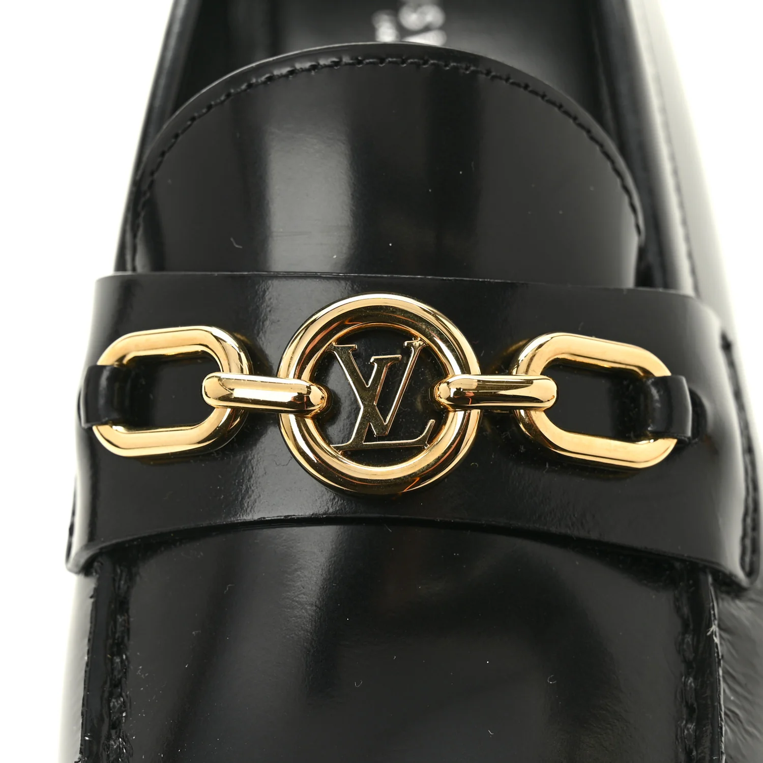 Glazed Calfskin Chess Flat Loafer 37.5 Black - Image 10