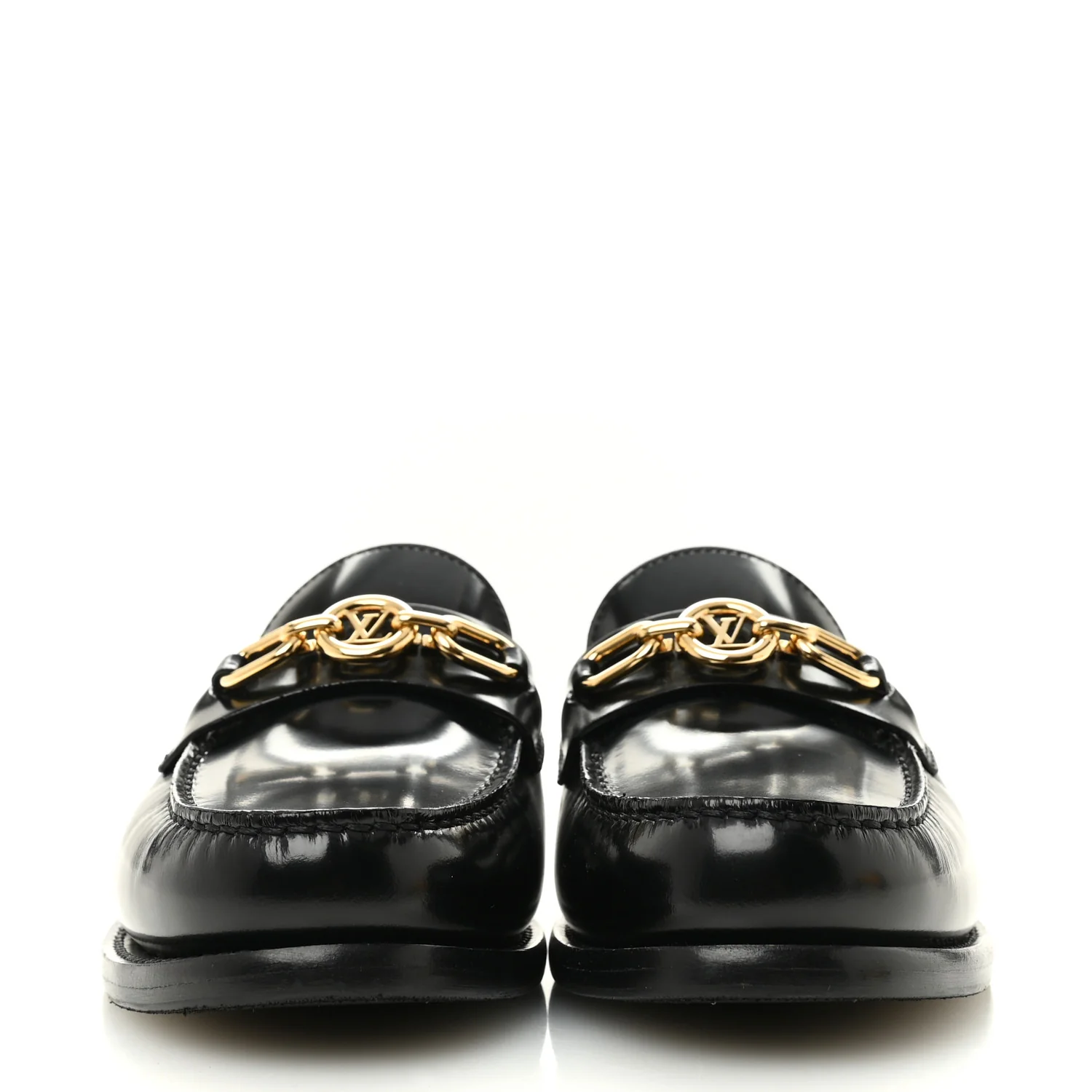 Glazed Calfskin Chess Flat Loafer 37.5 Black - Image 3