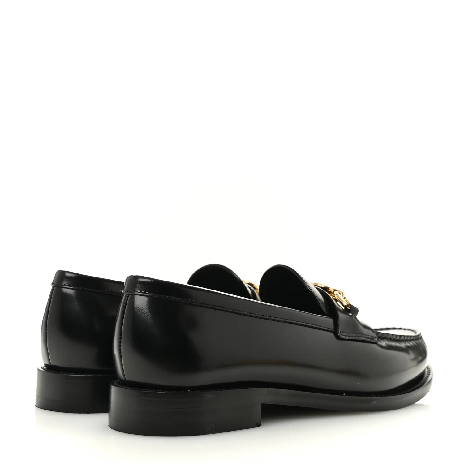 Glazed Calfskin Chess Flat Loafer 37.5 Black - Image 5