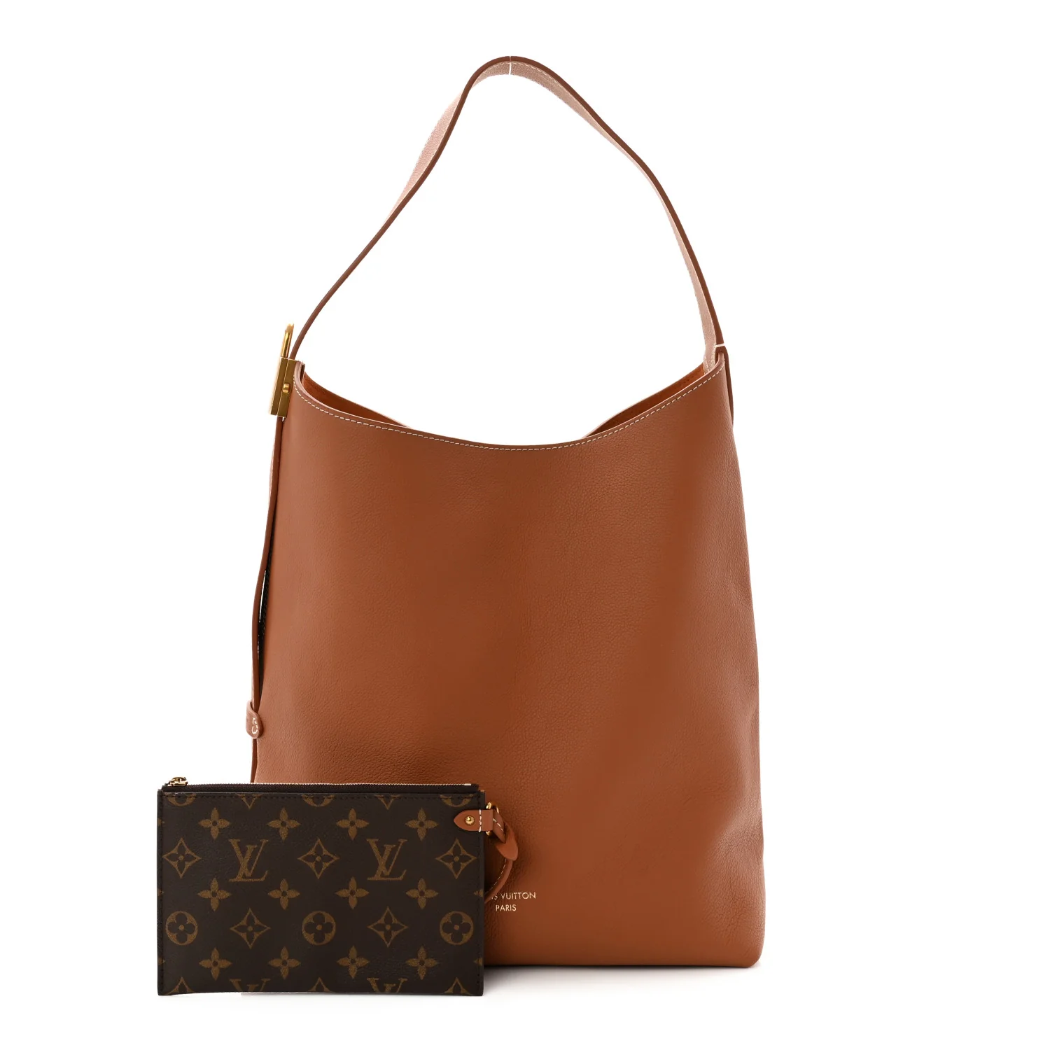Grained Calfskin Low Key Hobo MM Cognac - Image 3