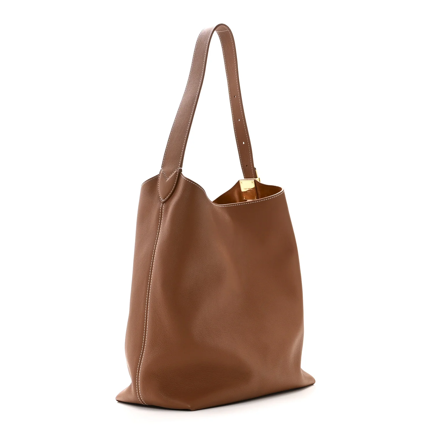 Grained Calfskin Low Key Hobo MM Cognac - Image 4