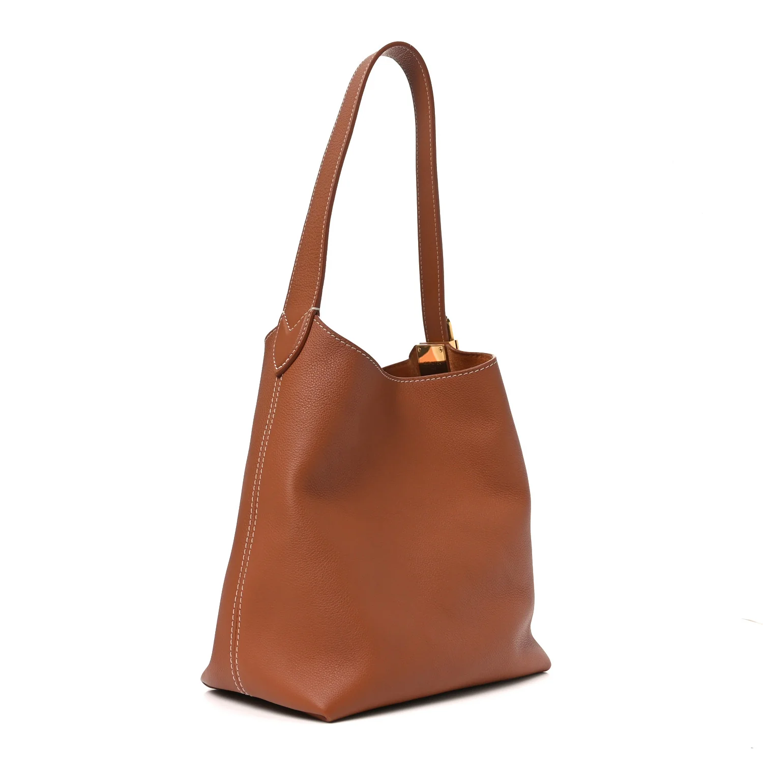 Grained Calfskin Low Key Hobo PM Cognac - Image 3