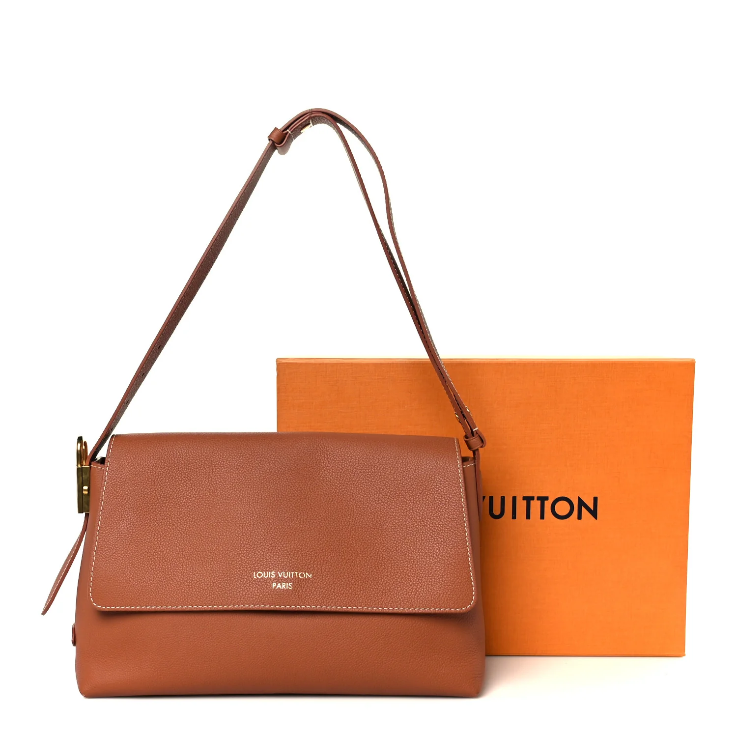 Grained Calfskin Low Key Messenger Cognac - Image 13