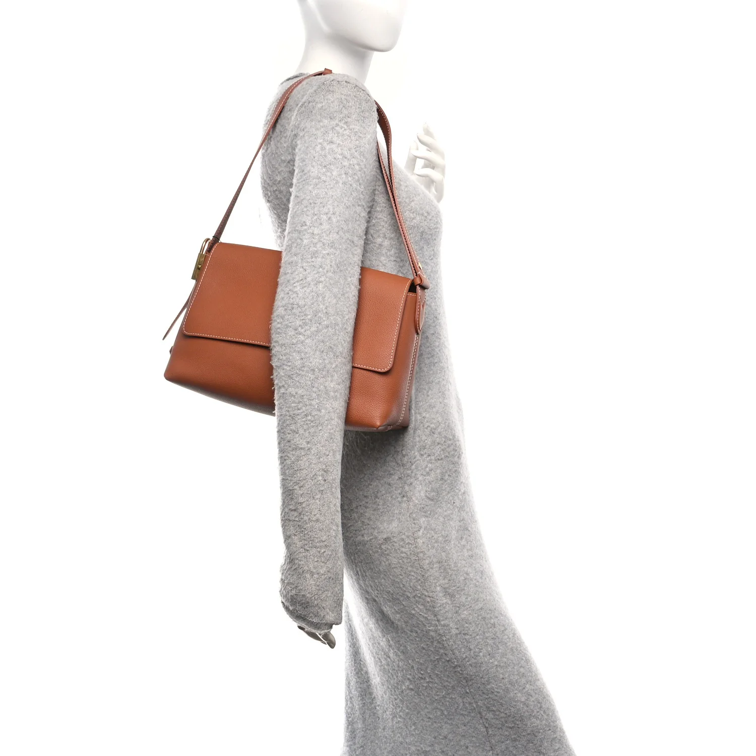 Grained Calfskin Low Key Messenger Cognac - Image 2