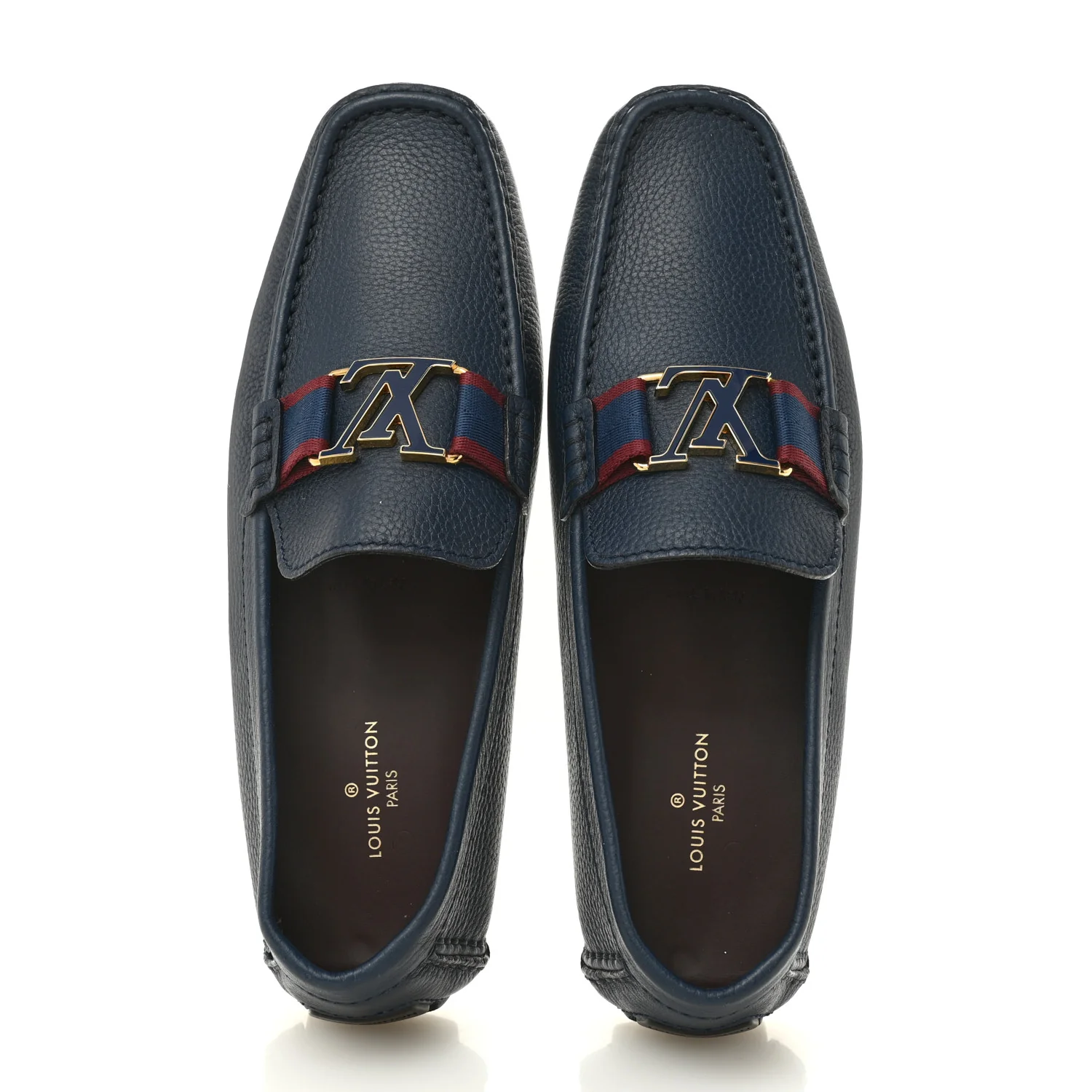 Grained Calfskin Mens Monte Carlo Car Shoe Moccasin Loafers 9 Blue - Image 2