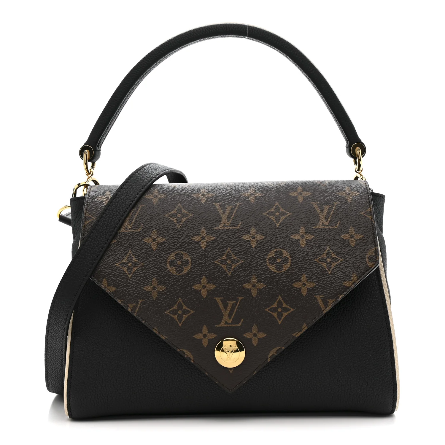 Grained Calfskin Monogram Double V Black