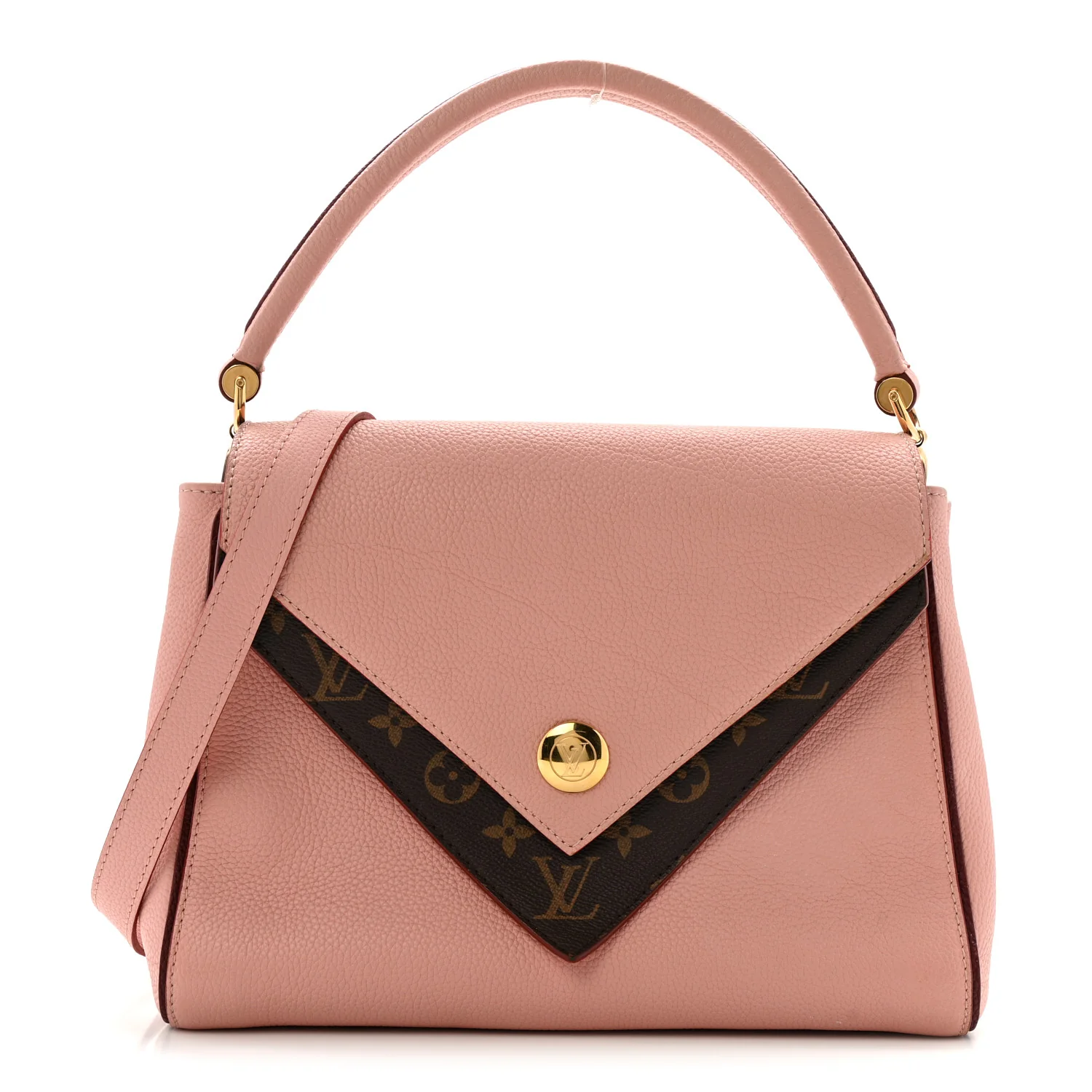 Grained Calfskin Monogram Double V Rose Poudre