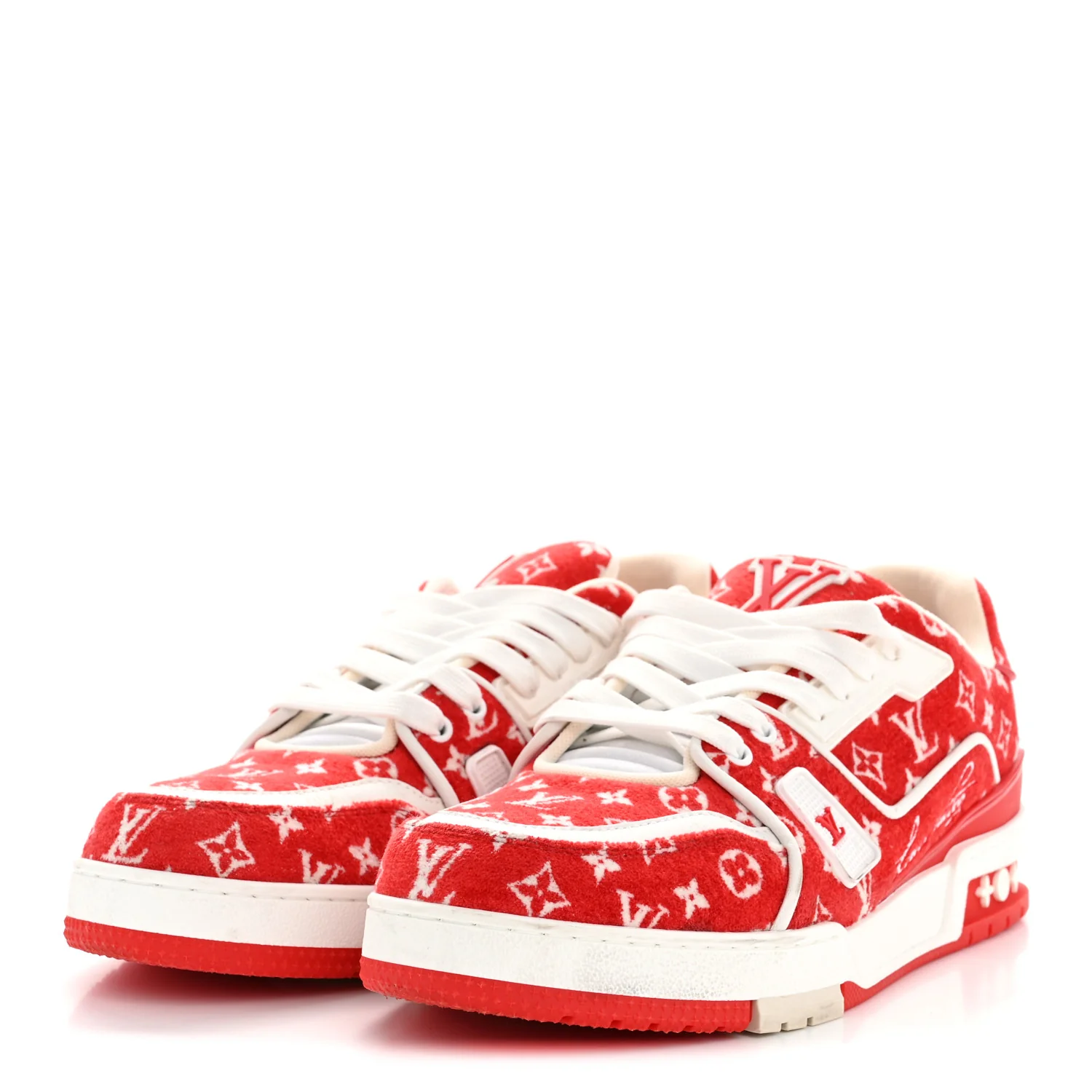 Jacquard Velvet Monogram Mens LV Trainer Sneakers 8 Red - Image 11