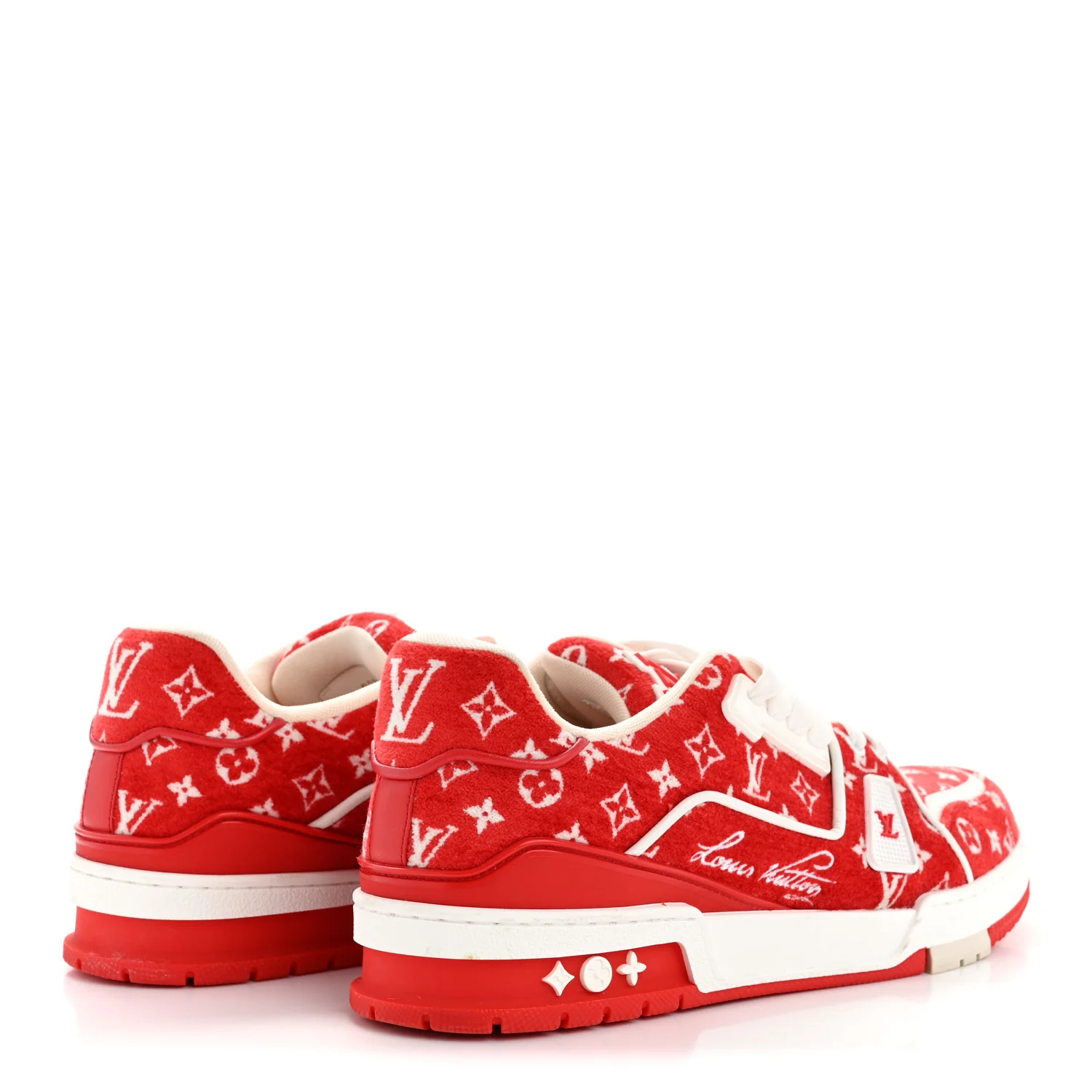 Jacquard Velvet Monogram Mens LV Trainer Sneakers 8 Red - Image 15