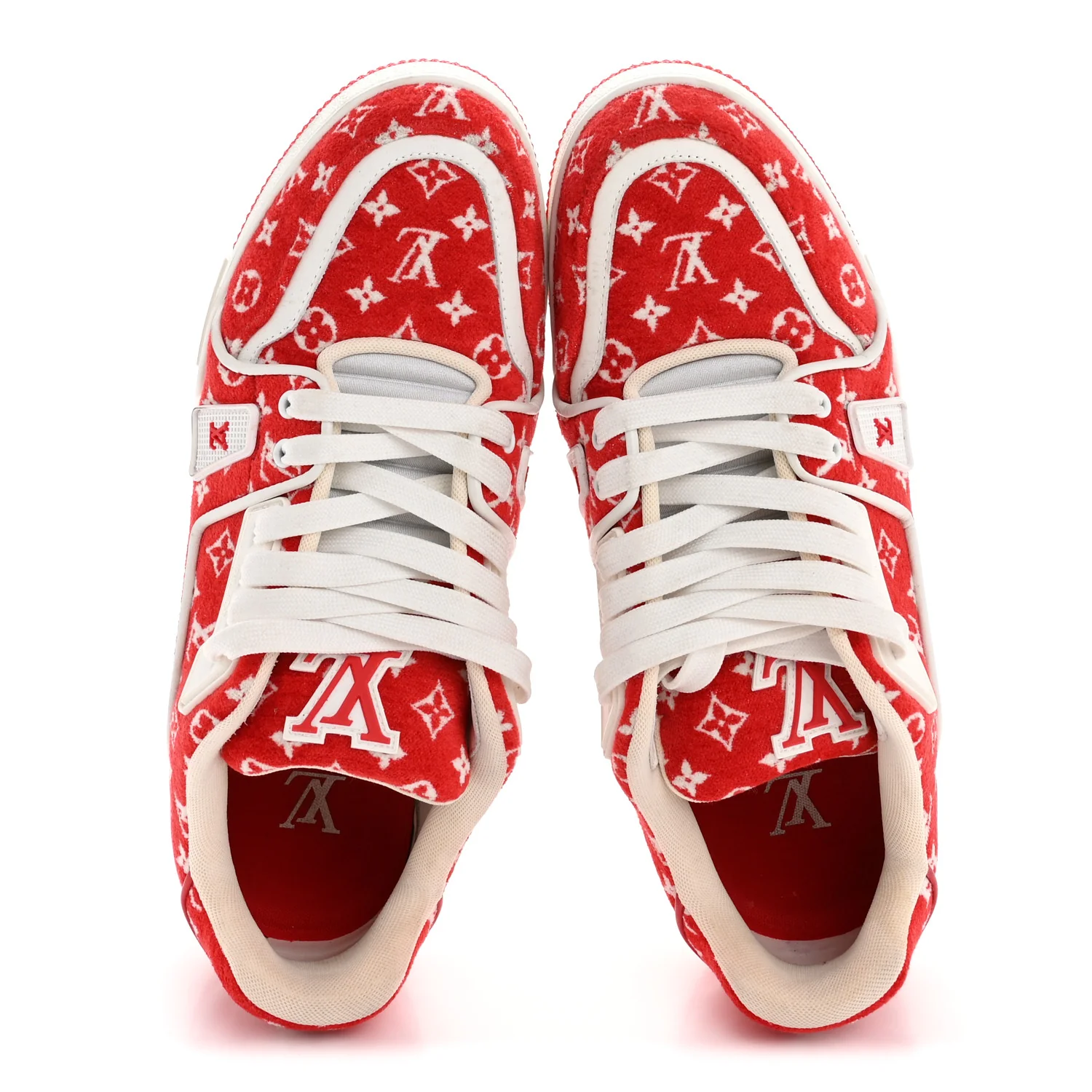 Jacquard Velvet Monogram Mens LV Trainer Sneakers 8 Red - Image 6