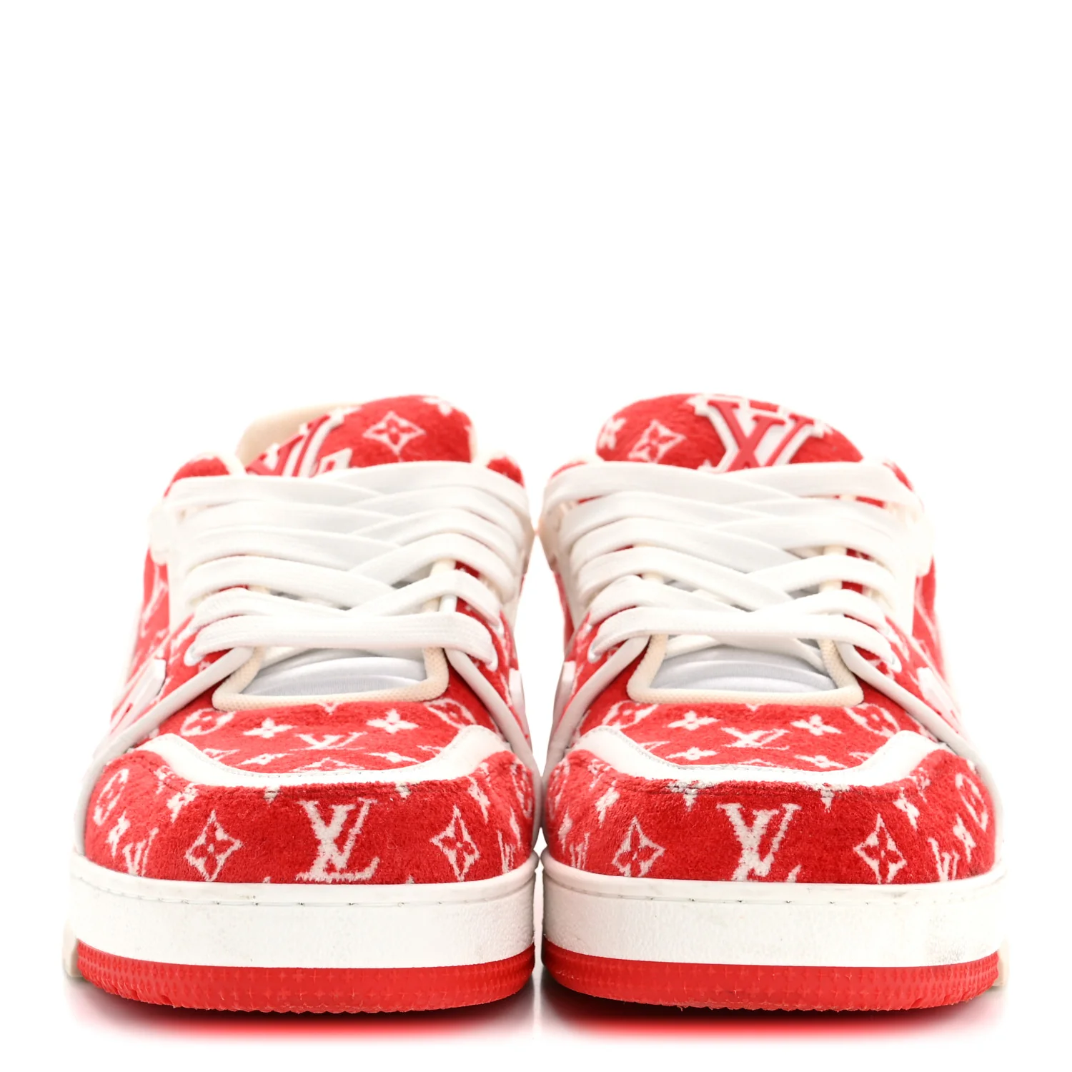 Jacquard Velvet Monogram Mens LV Trainer Sneakers 8 Red - Image 8
