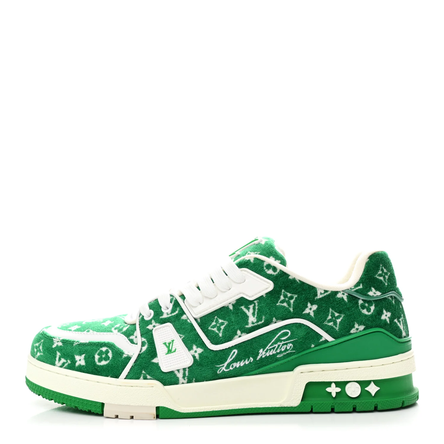 Jacquard Velvet Monogram Mens LV Trainer Sneakers 9 Vert