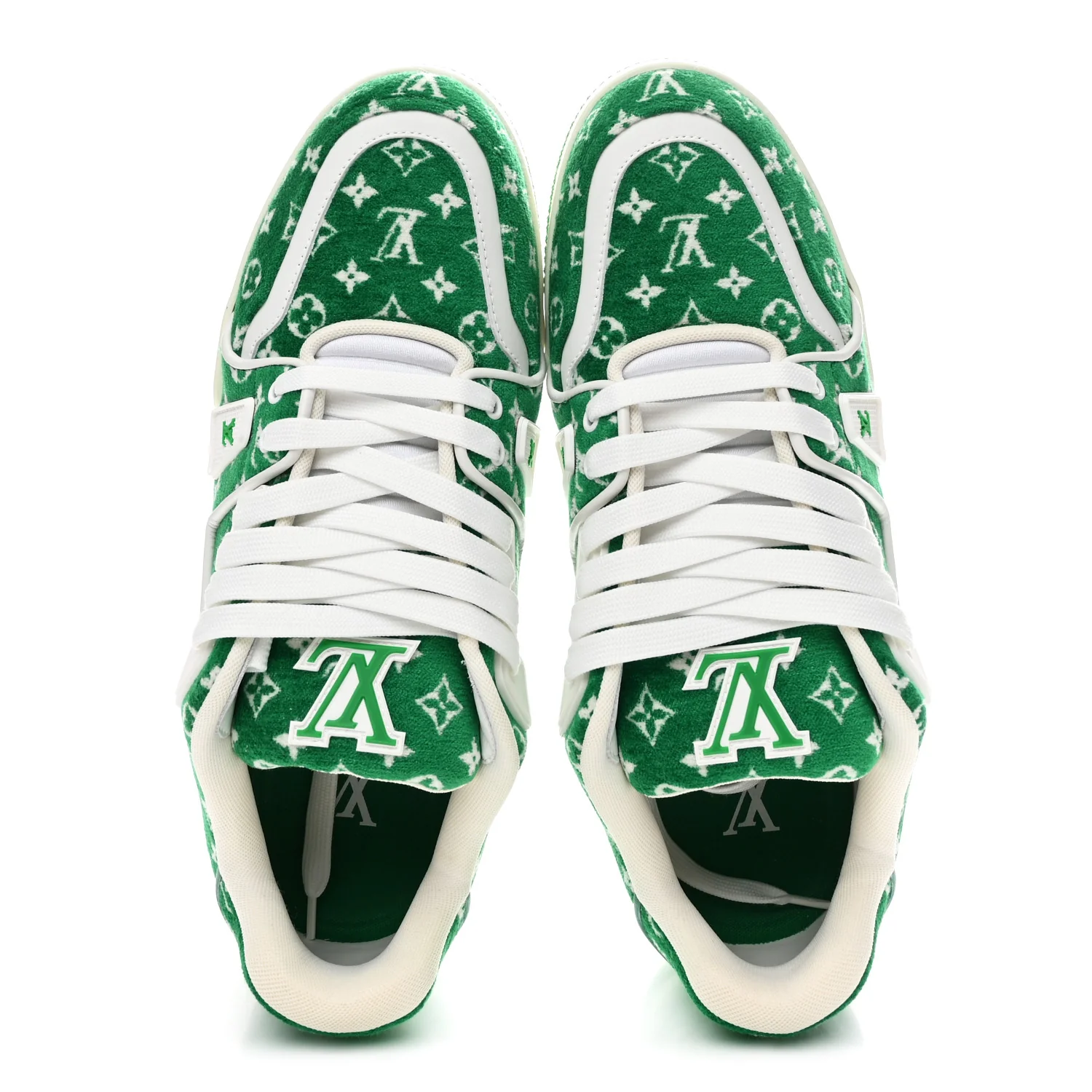 Jacquard Velvet Monogram Mens LV Trainer Sneakers 9 Vert - Image 2