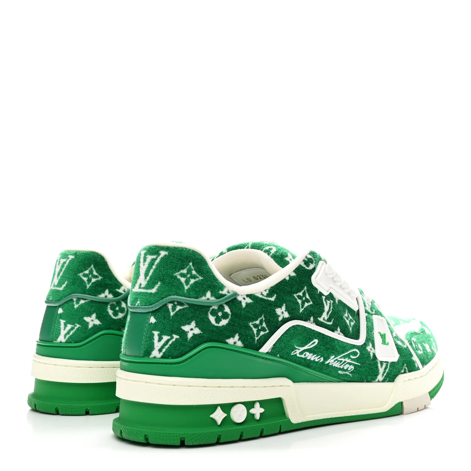 Jacquard Velvet Monogram Mens LV Trainer Sneakers 9 Vert - Image 5