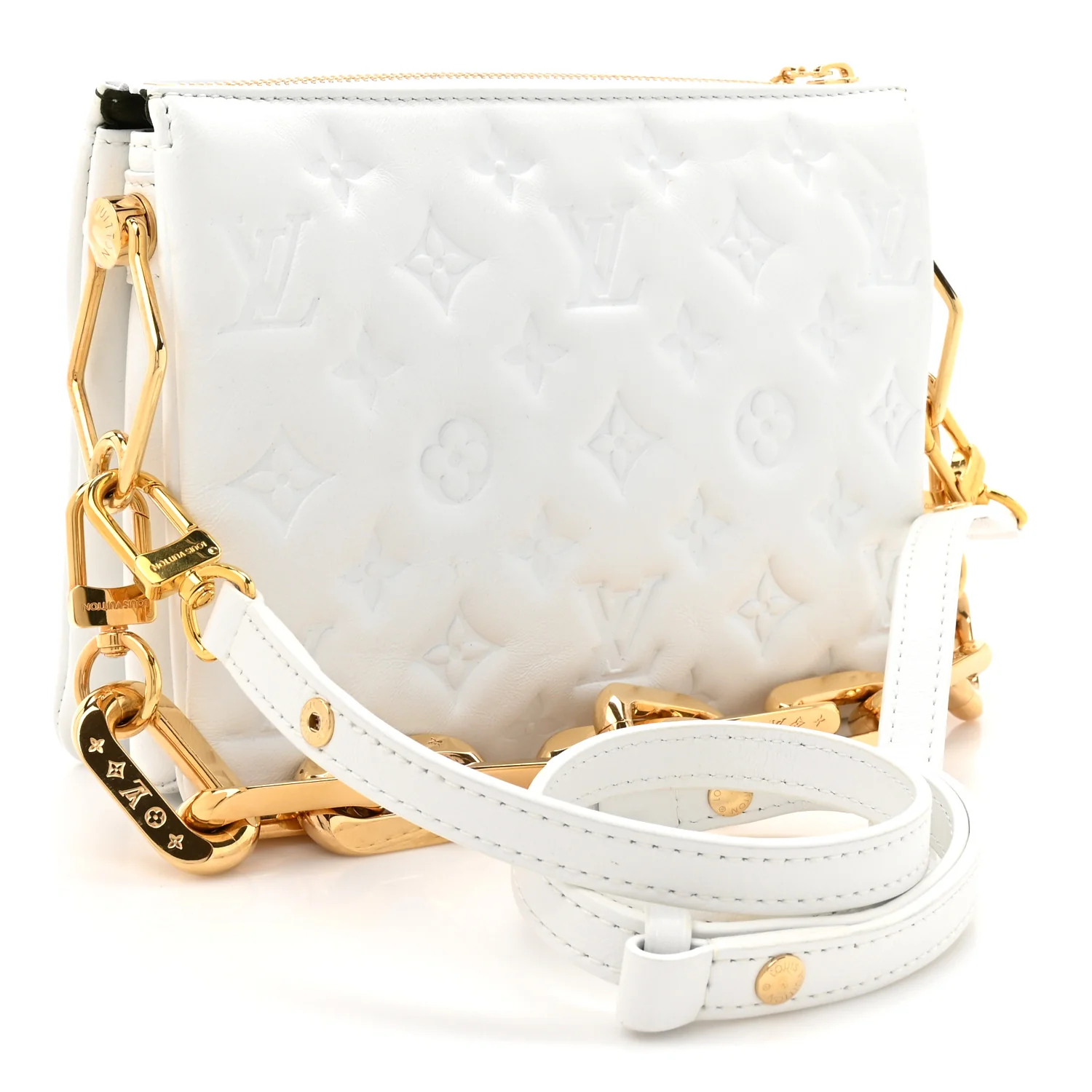 Lambskin Embossed Monogram Coussin BB White - Image 4