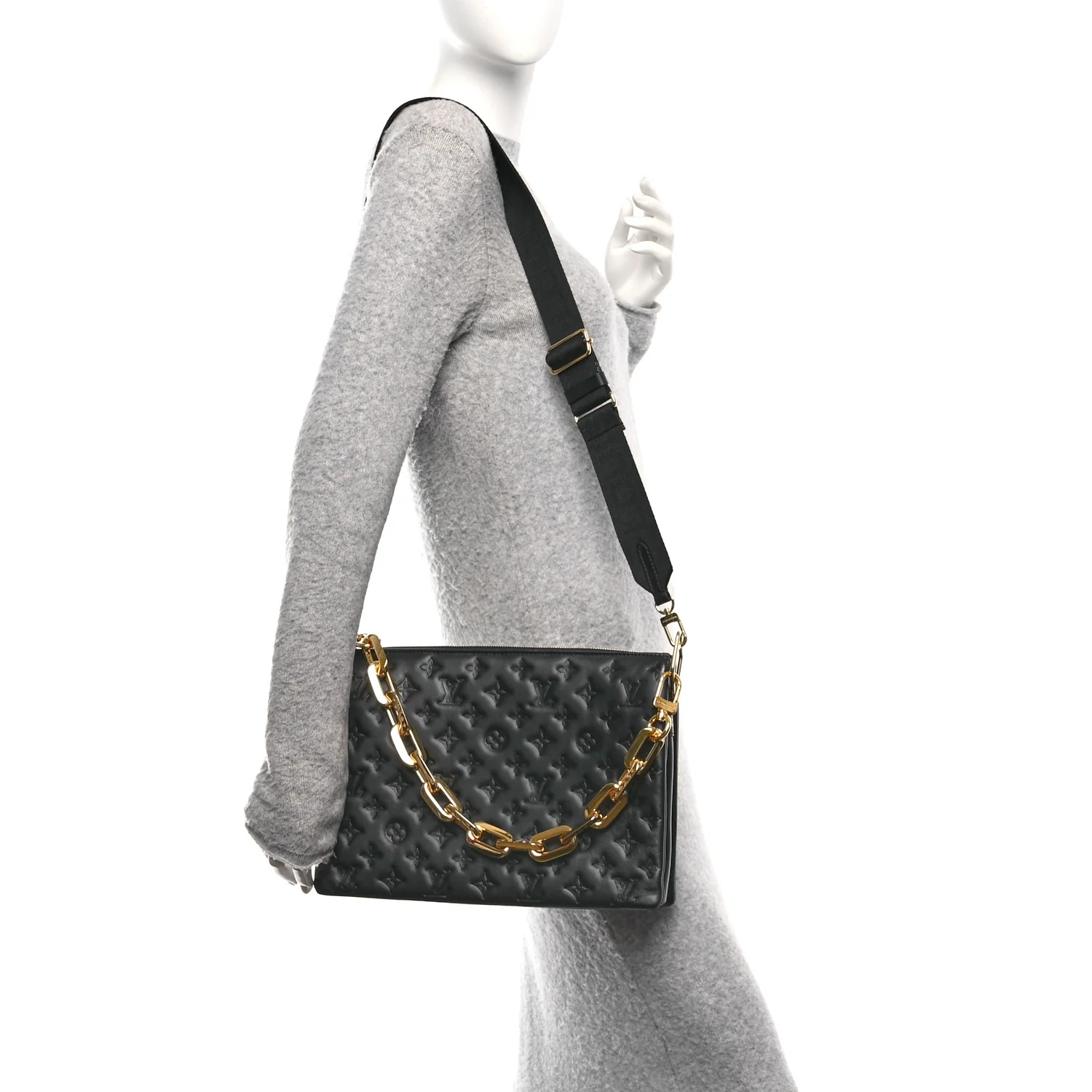 Lambskin Embossed Monogram Coussin Black - Image 2