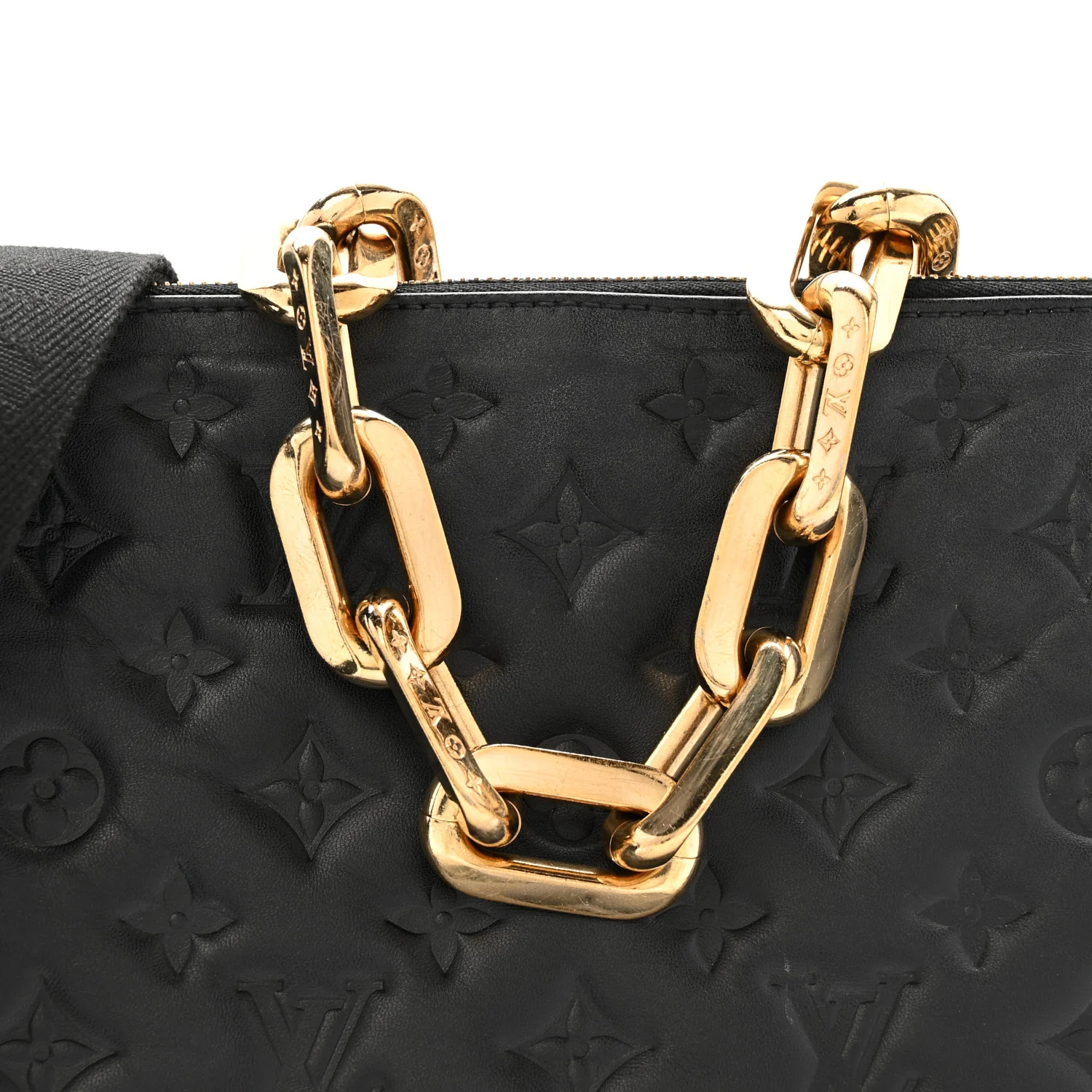 Lambskin Embossed Monogram Coussin MM Black - Image 9