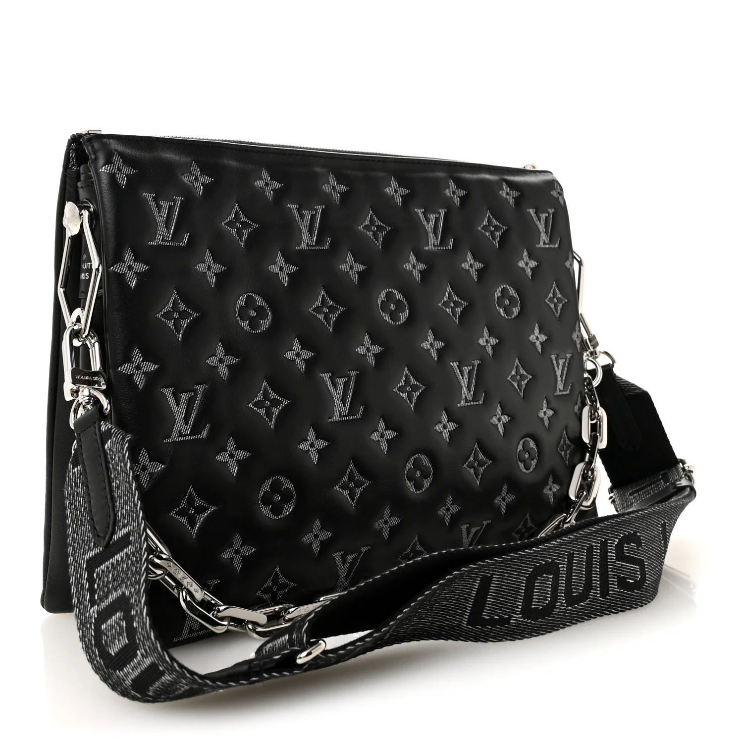 Lambskin Embossed Monogram Coussin MM Black Gray - Image 3