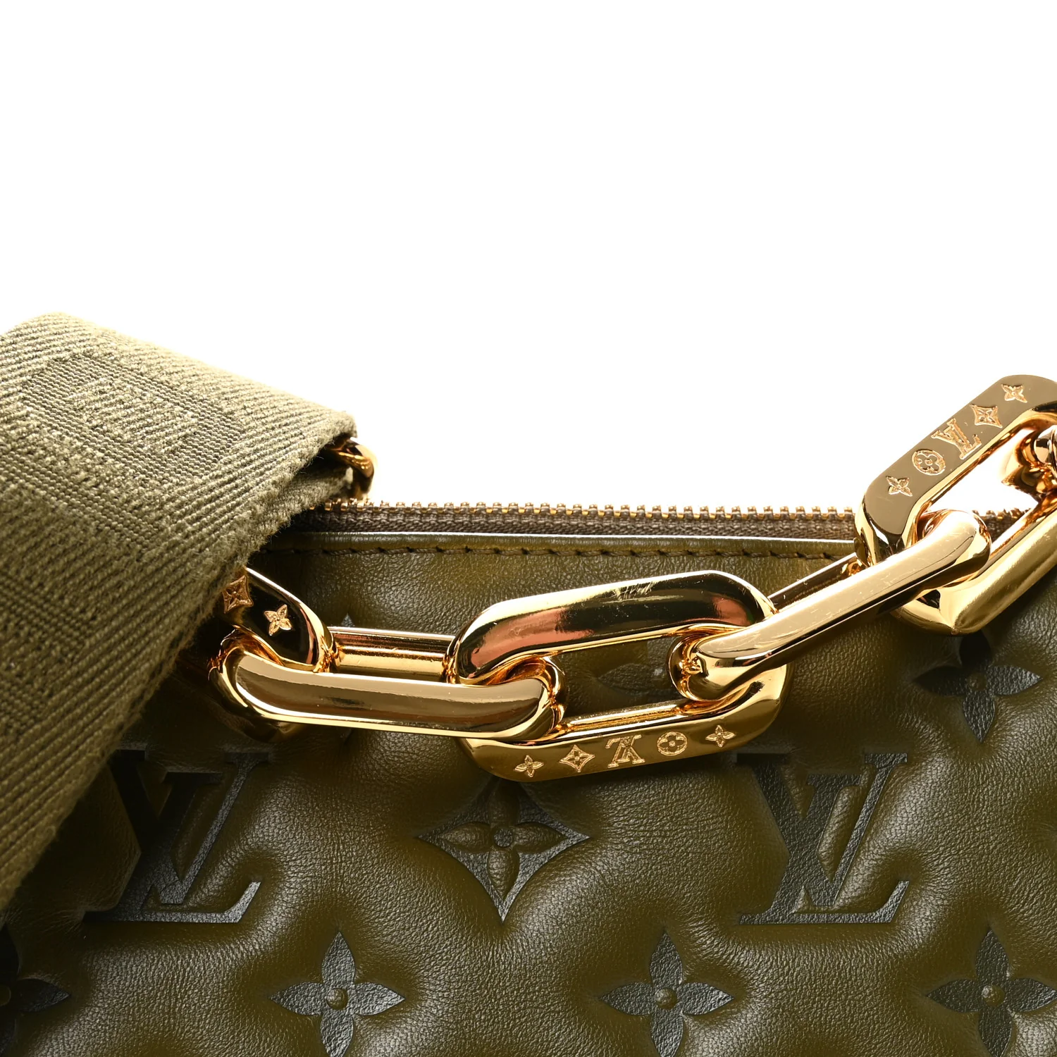 Lambskin Embossed Monogram Coussin MM Khaki - Image 7