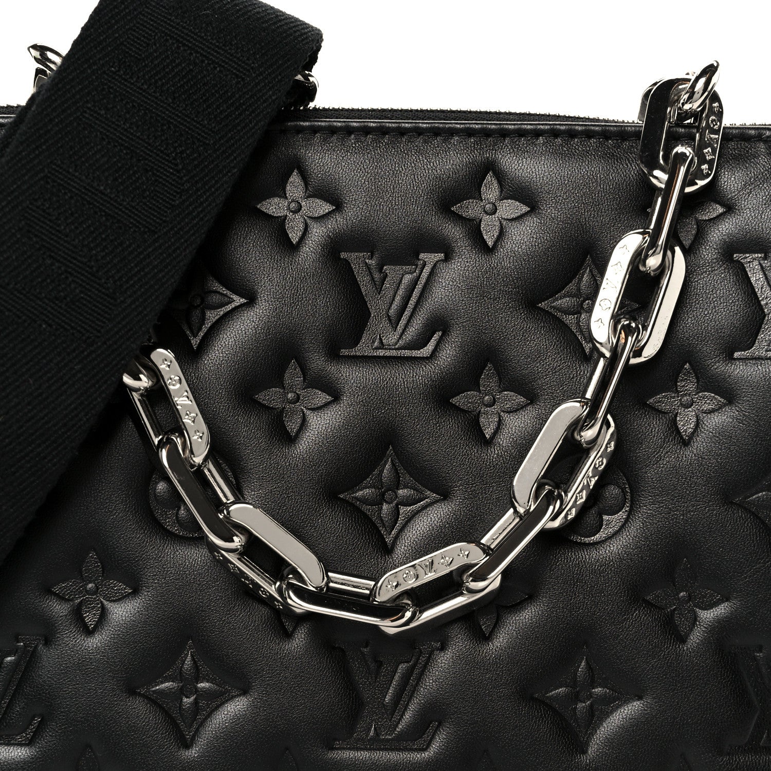 Lambskin Embossed Monogram Coussin PM Black - Image 10