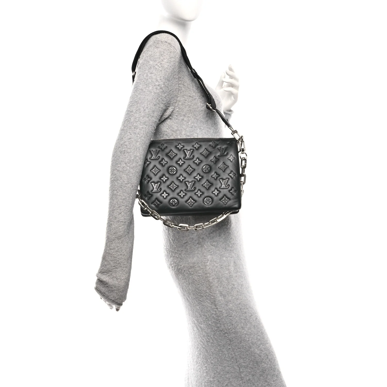 Lambskin Embossed Monogram Coussin PM Black - Image 2