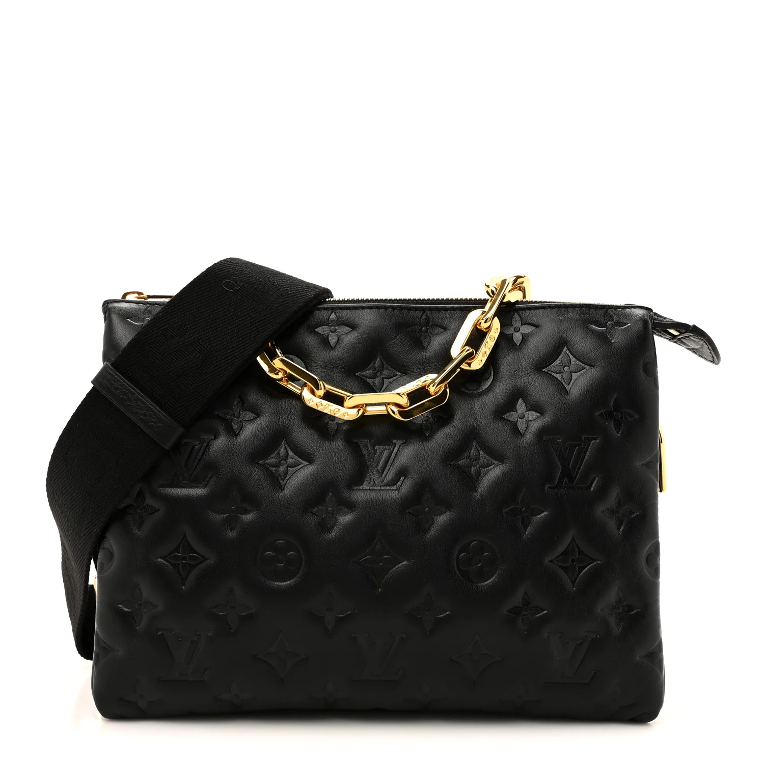 Lambskin Embossed Monogram Coussin PM Black