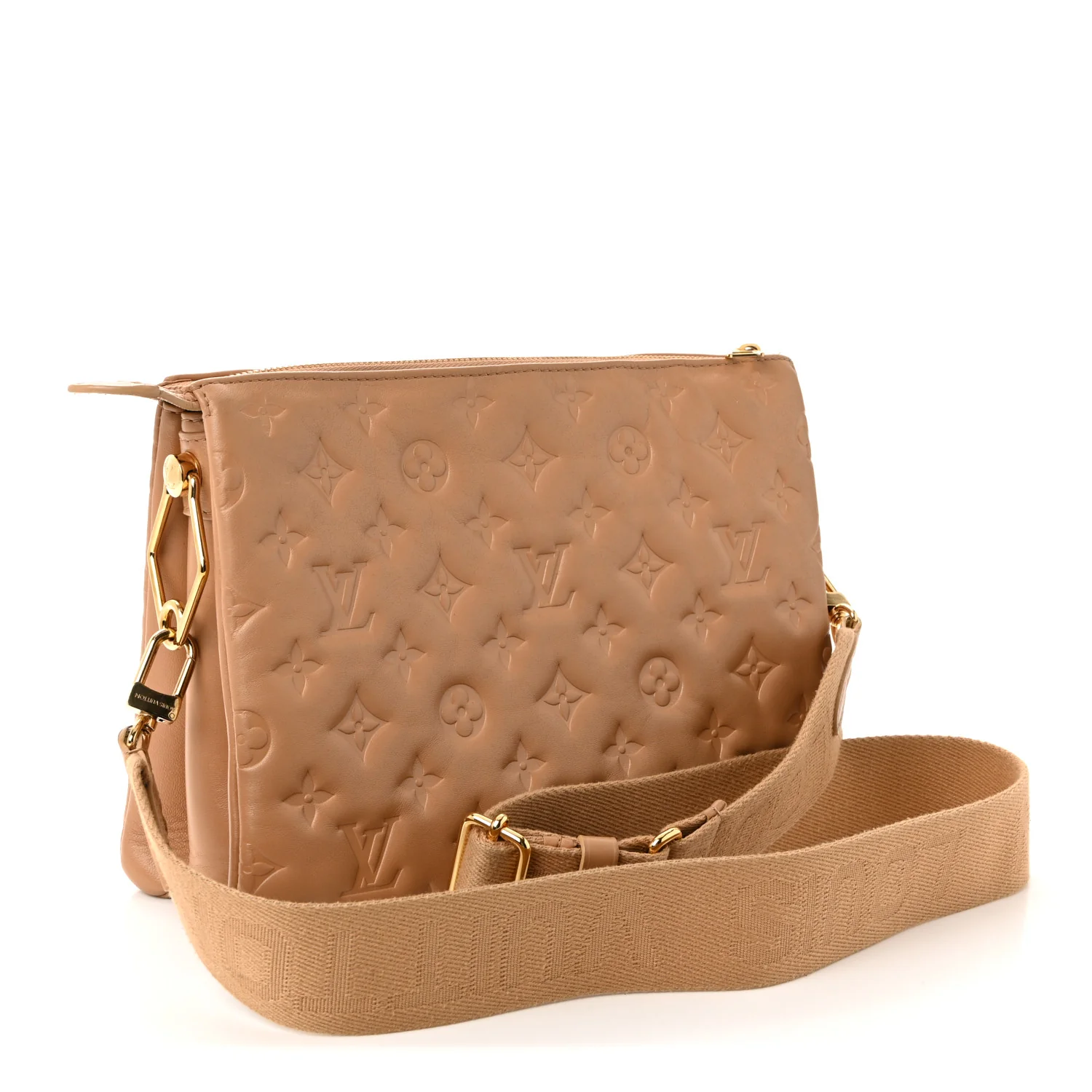 Lambskin Embossed Monogram Coussin PM Camel - Image 3