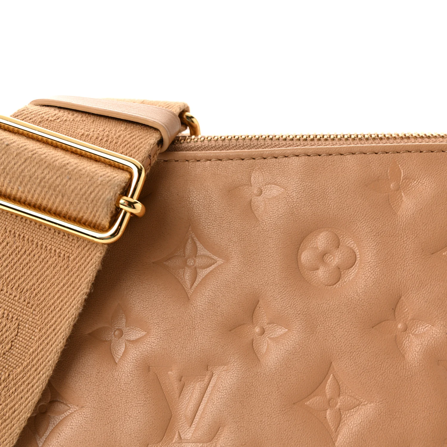 Lambskin Embossed Monogram Coussin PM Camel - Image 7
