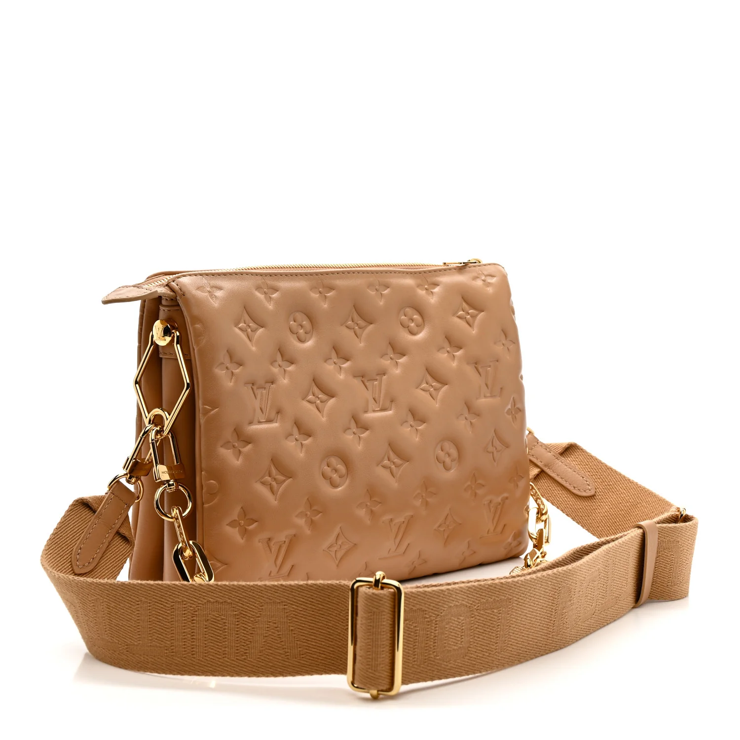 Lambskin Embossed Monogram Coussin PM Camel - Image 3