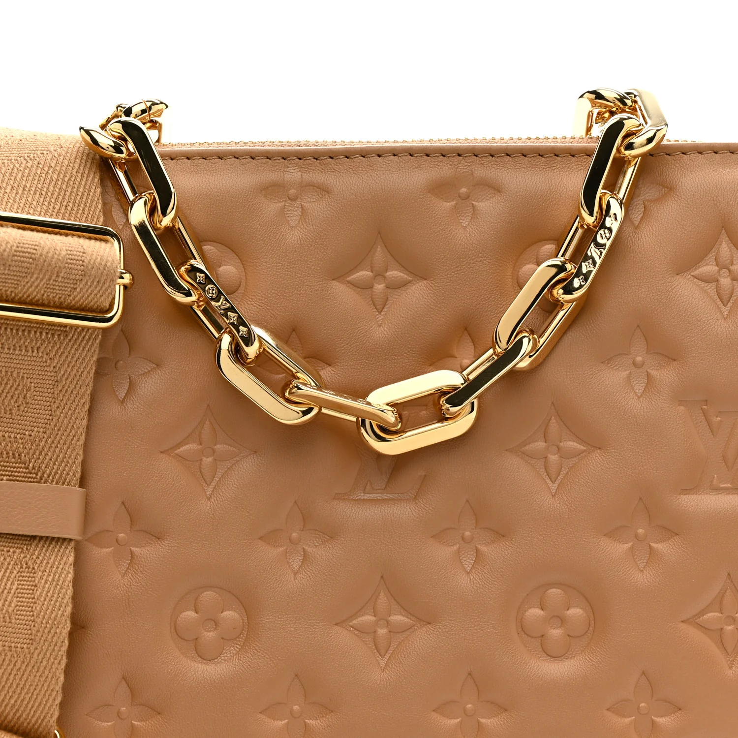 Lambskin Embossed Monogram Coussin PM Camel - Image 9
