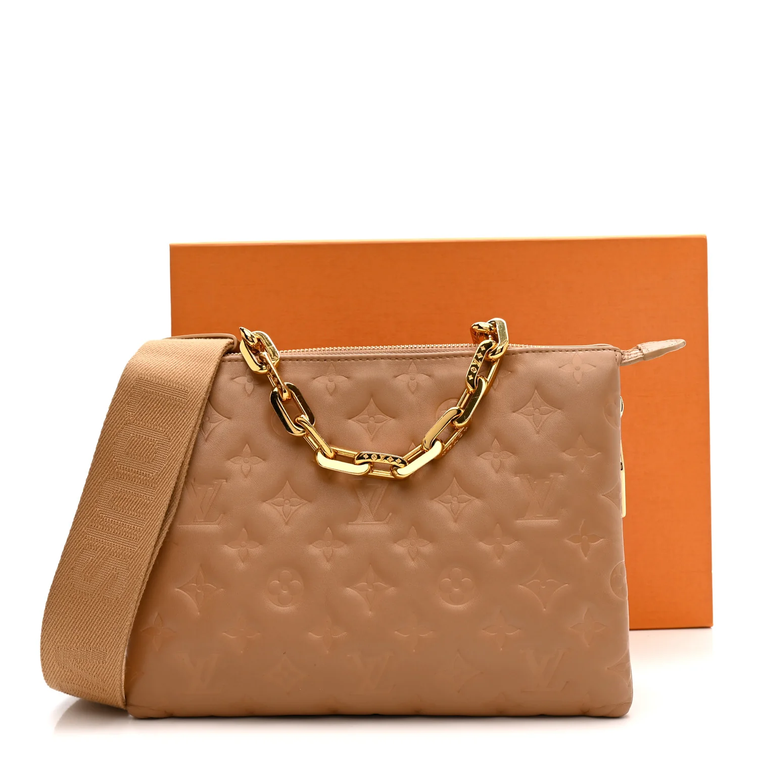 Lambskin Embossed Monogram Coussin PM Camel - Image 12