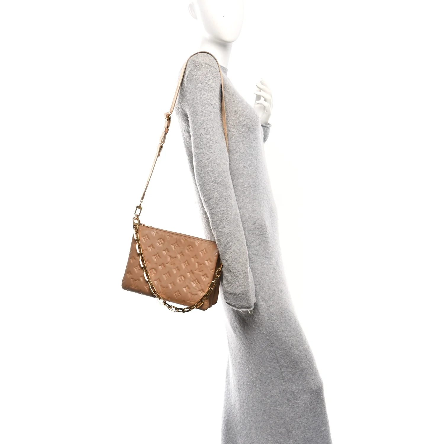 Lambskin Embossed Monogram Coussin PM Camel - Image 2
