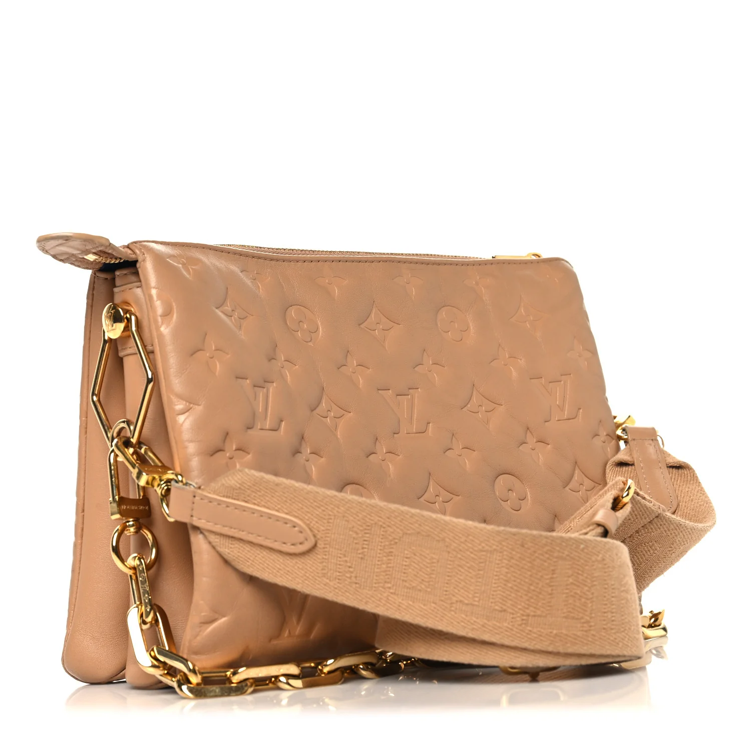 Lambskin Embossed Monogram Coussin PM Camel - Image 3