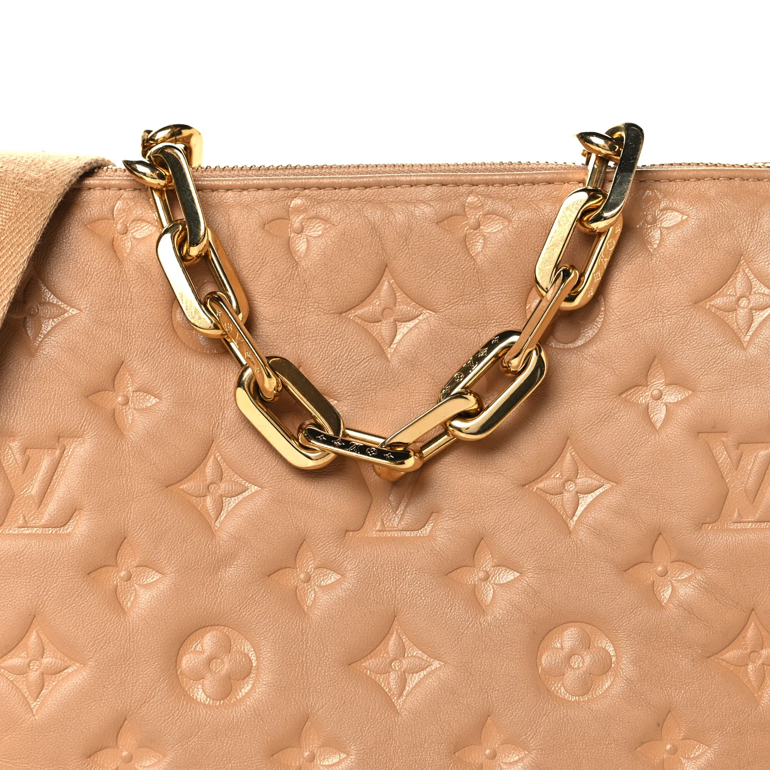 Lambskin Embossed Monogram Coussin PM Camel - Image 9