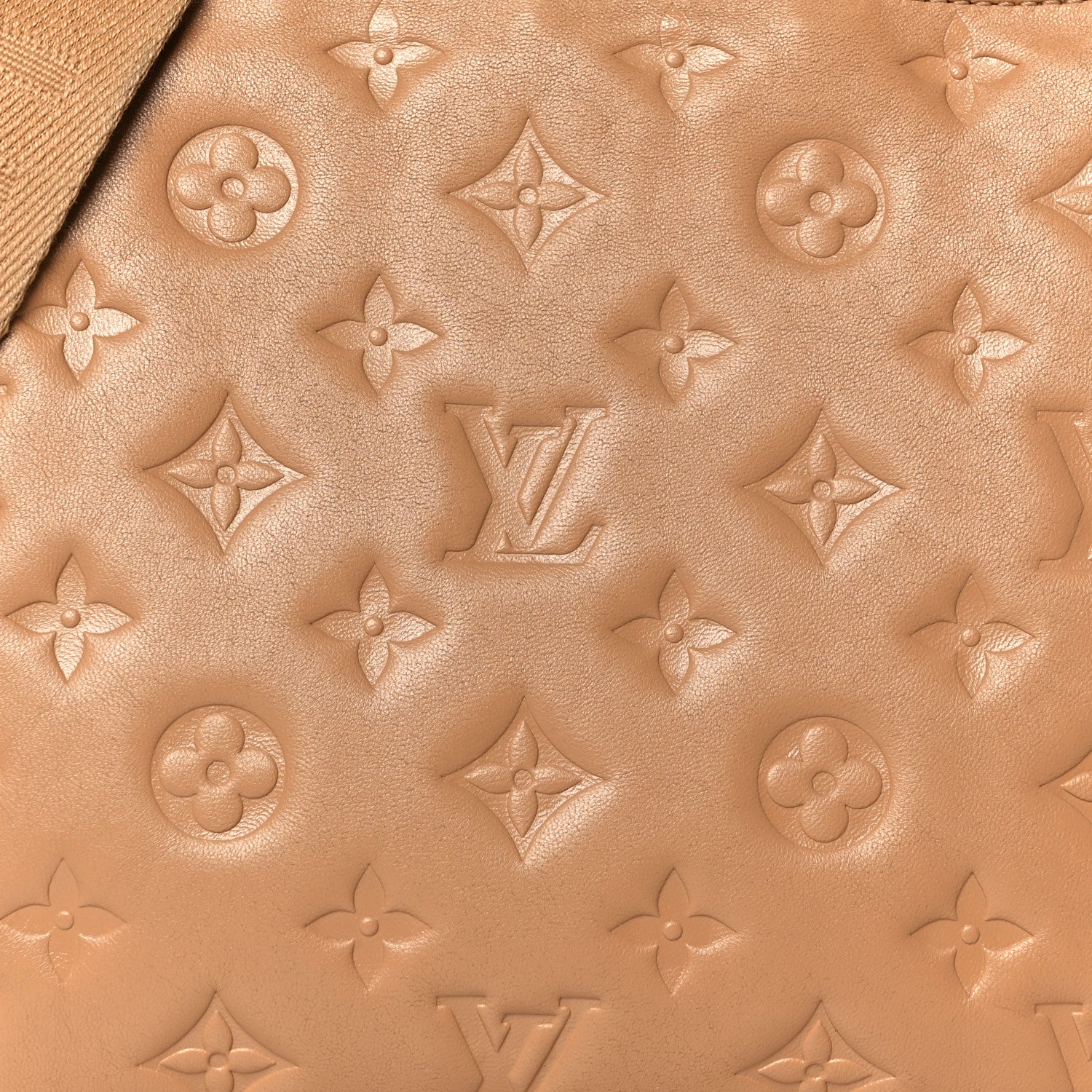 Lambskin Embossed Monogram Coussin PM Camel - Image 8