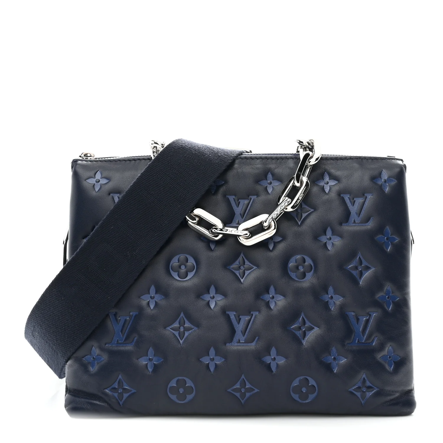 Lambskin Embossed Monogram Coussin PM Navy